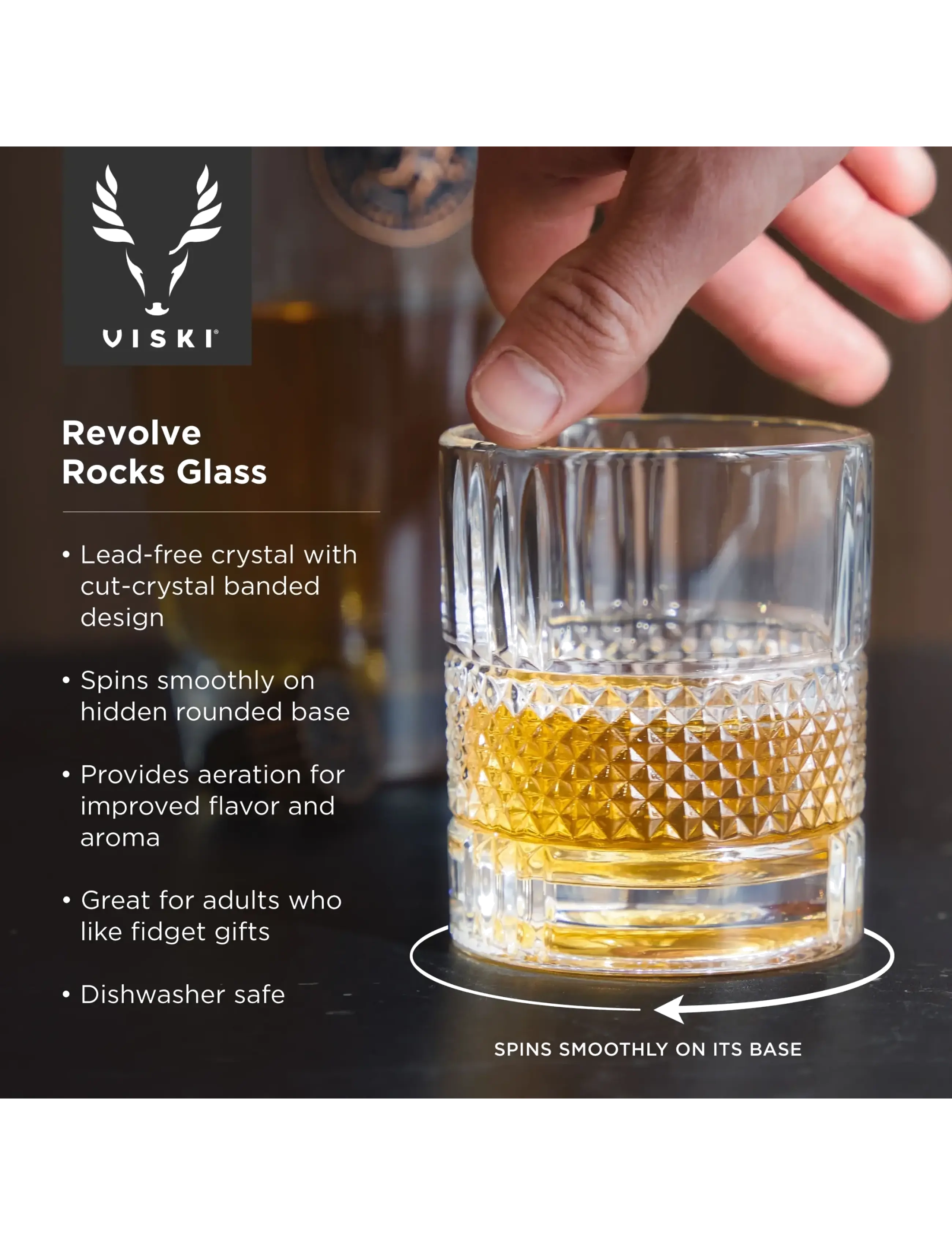 Viski - Revolve Crystal Spinning Rocks Glass Viski® - whiskey- & cognacgläser und schwenker - transparent - 2