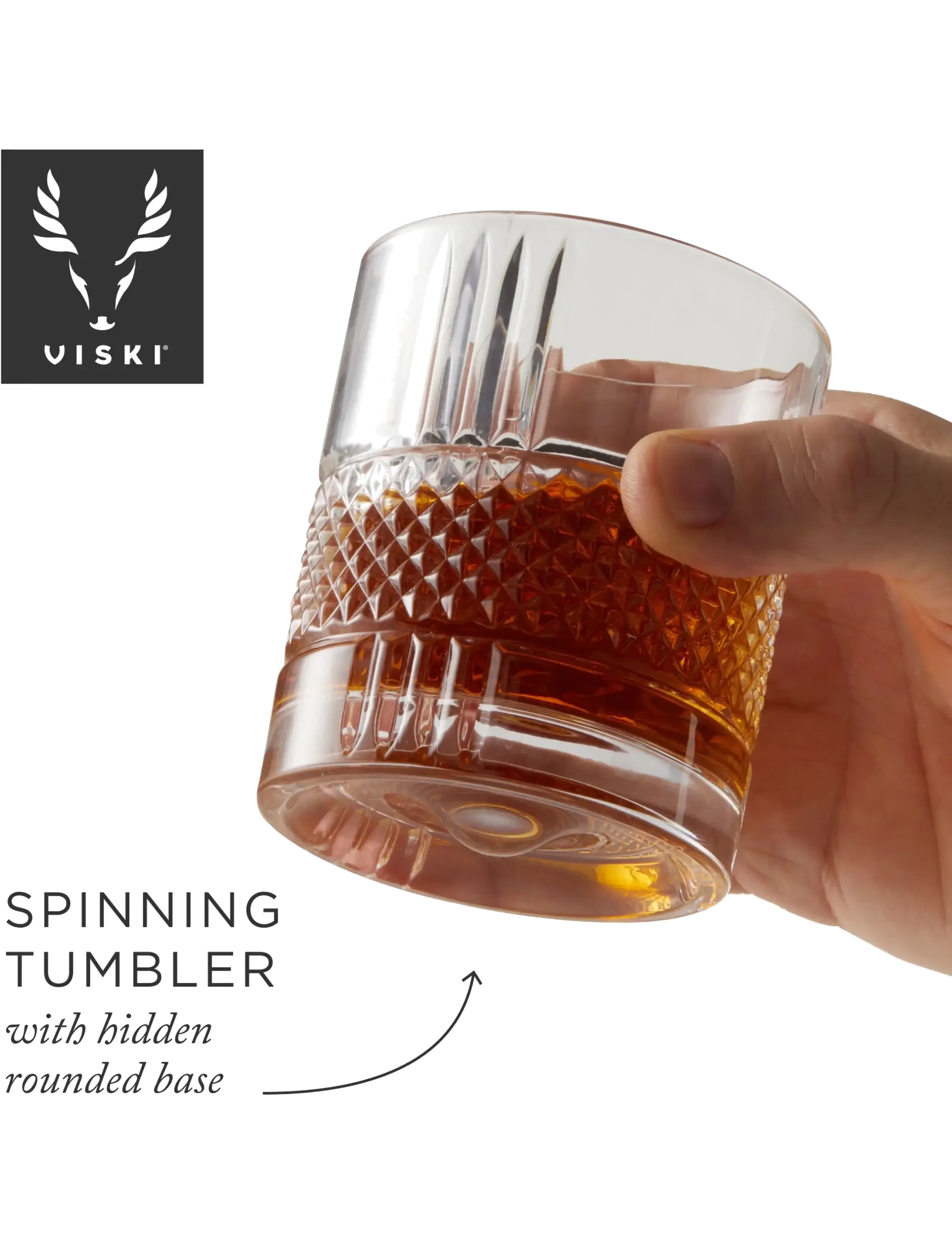 Viski - Revolve Crystal Spinning Rocks Glass Viski® - whiskey- & cognacgläser und schwenker - transparent - 3