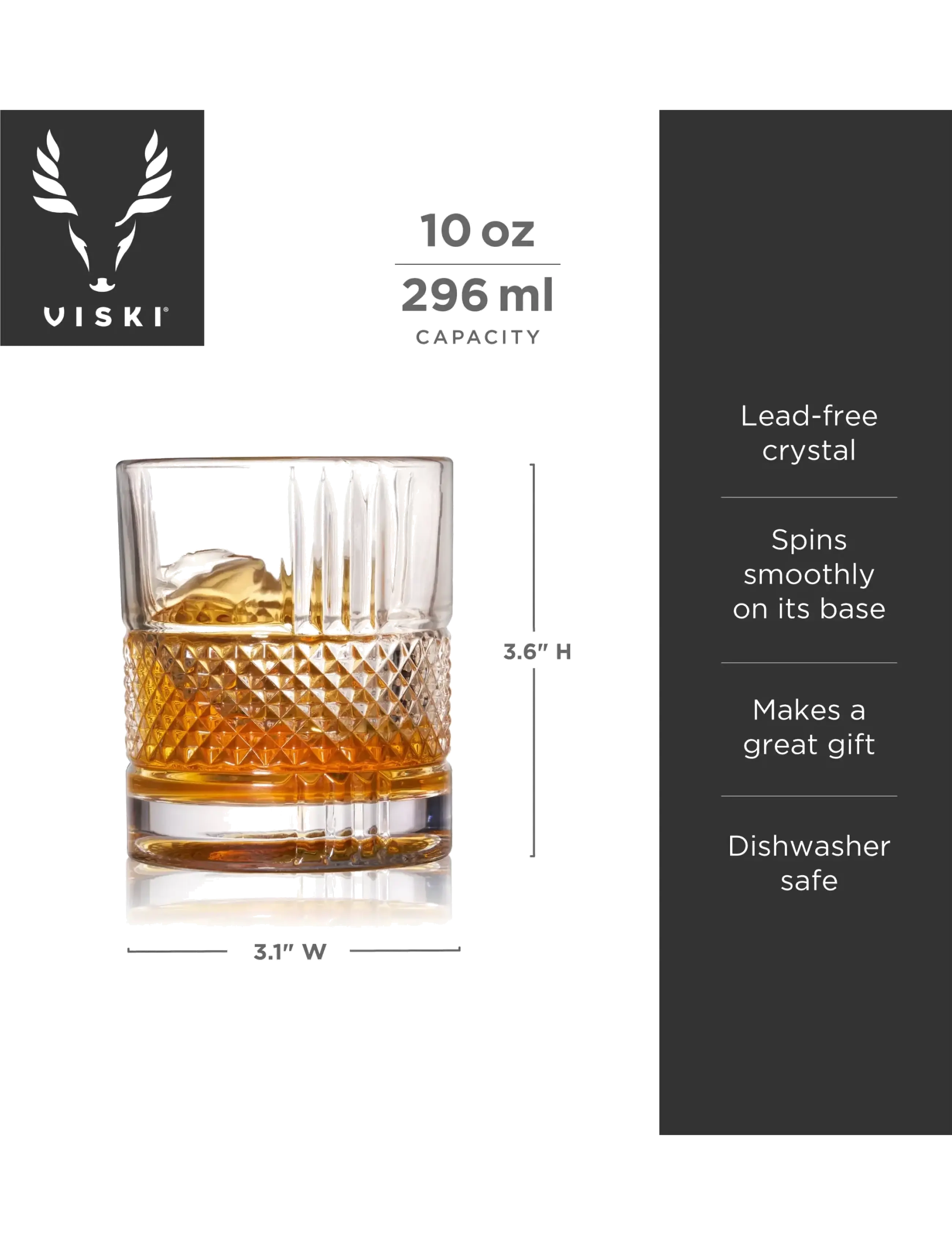 Viski - Revolve Crystal Spinning Rocks Glass Viski® - whiskey- & cognacgläser und schwenker - transparent - 4