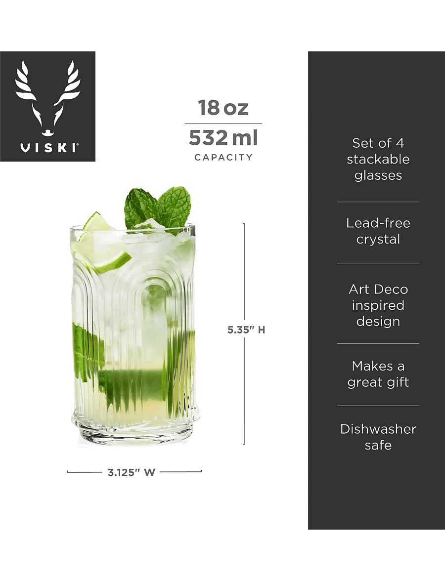 Viski - Deco Beau Crystal Highball Glasses Viski® - transparent - 5