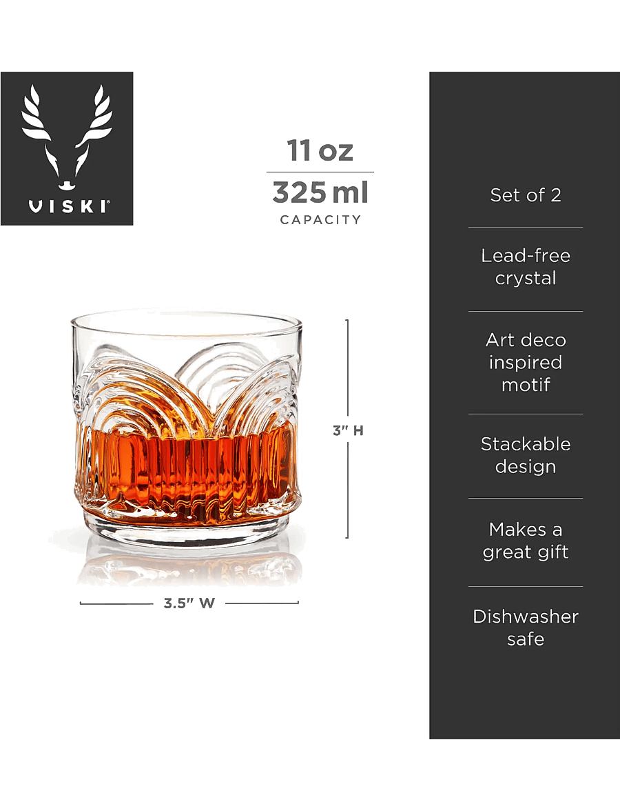 Viski - Deco Beau Crystal Lowball Tumblers Viski® - transparent - 3