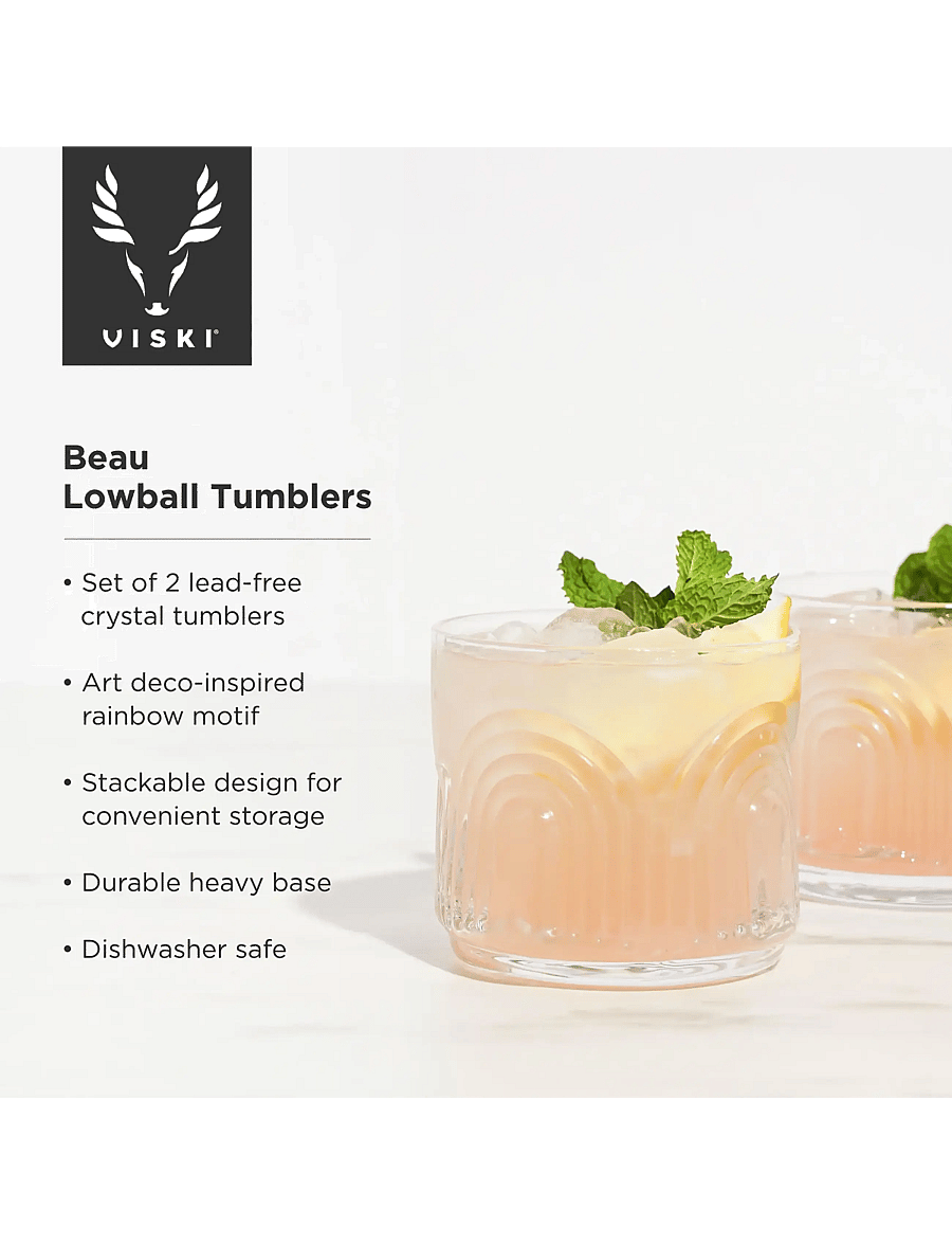 Viski - Deco Beau Crystal Lowball Tumblers Viski® - transparent - 4