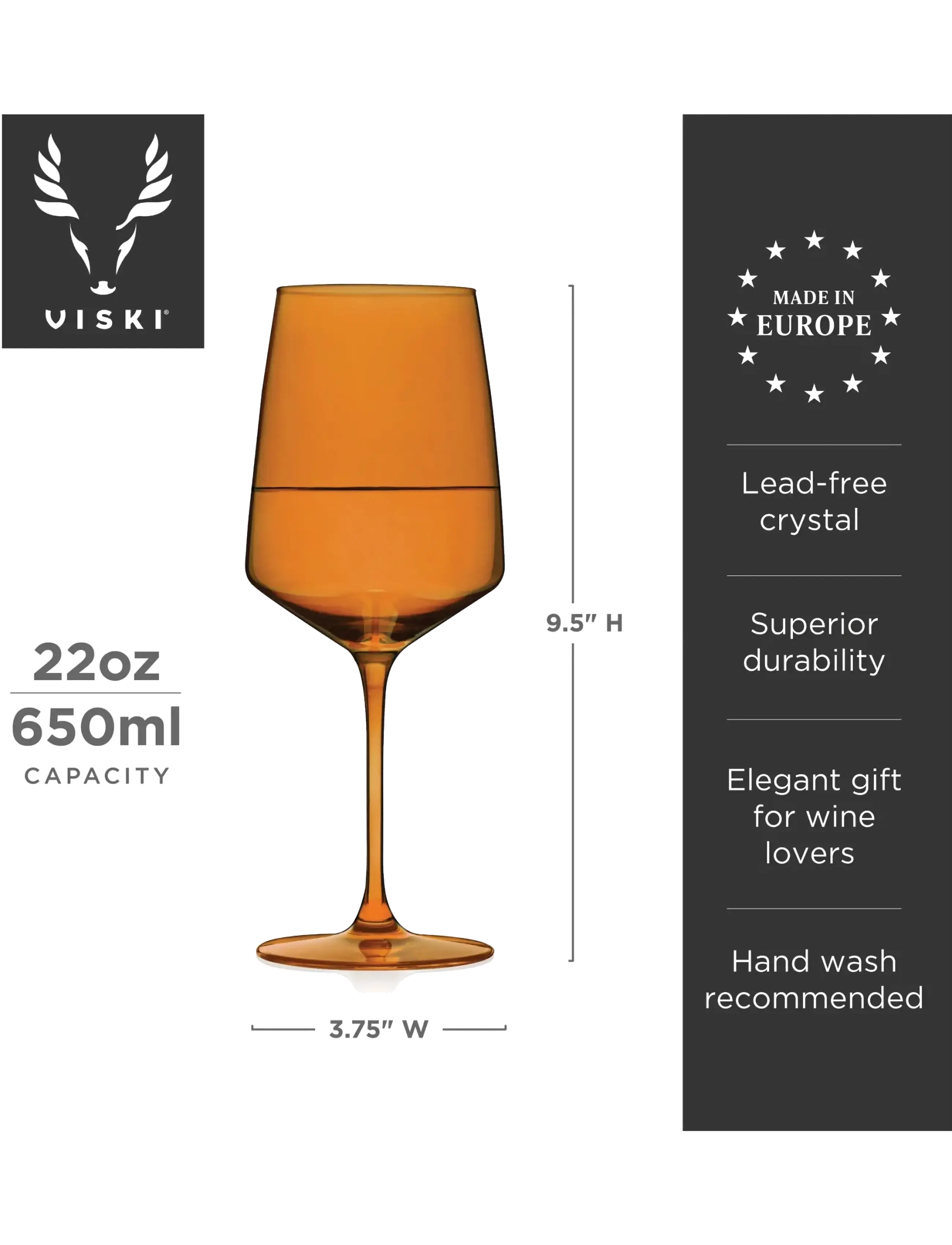 Viski - Reserve Nouveau Crystal Wine Glasses in Sunset Viski® - vitvinsglas - sunset - 3