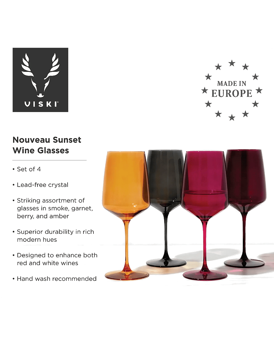 Viski - Reserve Nouveau Crystal Wine Glasses in Sunset Viski® - sunset - 4