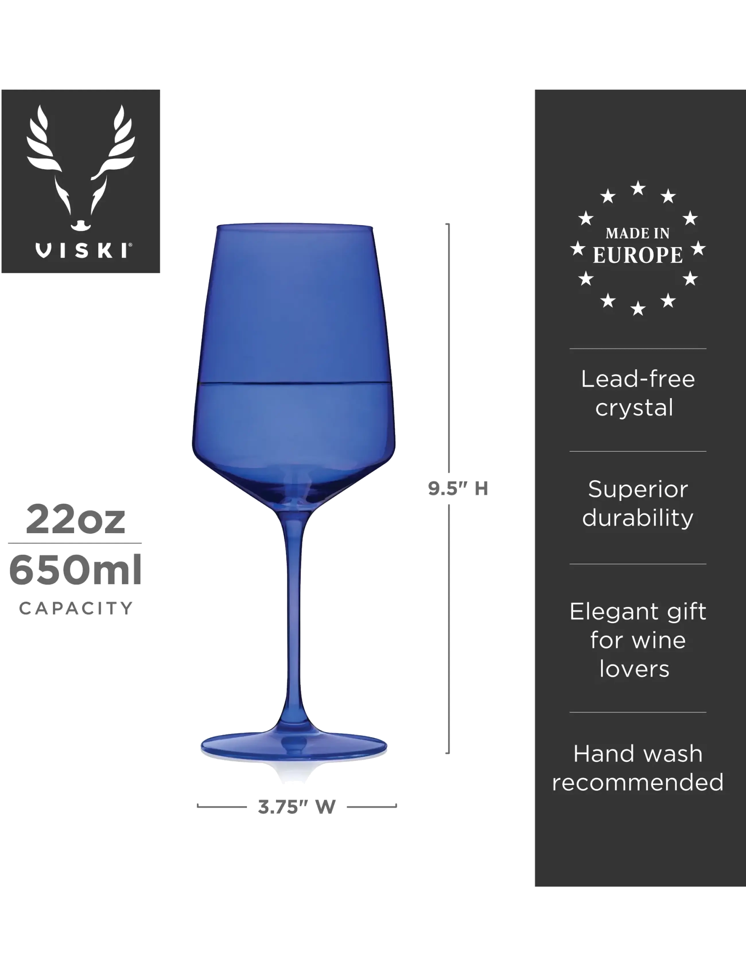 Viski - Reserve Nouveau Crystal Wine Glasses in Seaside Viski® - vitvinsglas - seaside - 3