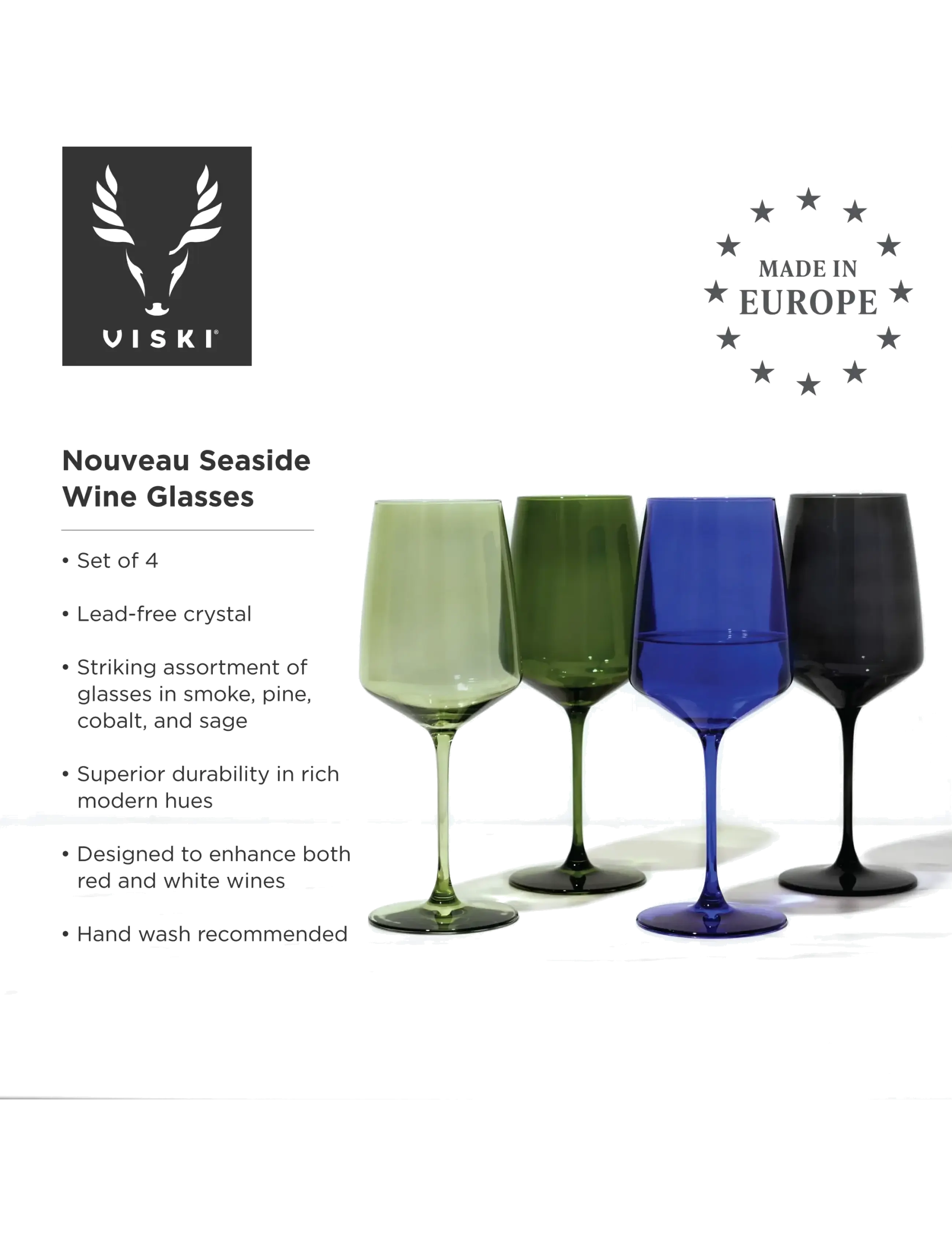 Viski - Reserve Nouveau Crystal Wine Glasses in Seaside Viski® - vitvinsglas - seaside - 4