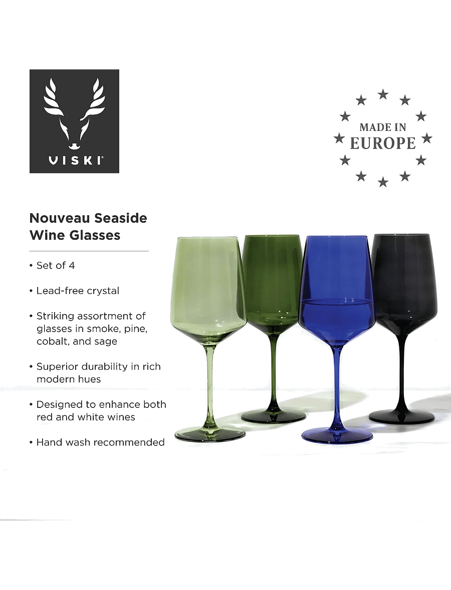 Viski - Reserve Nouveau Crystal Wine Glasses in Seaside Viski® - seaside - 4