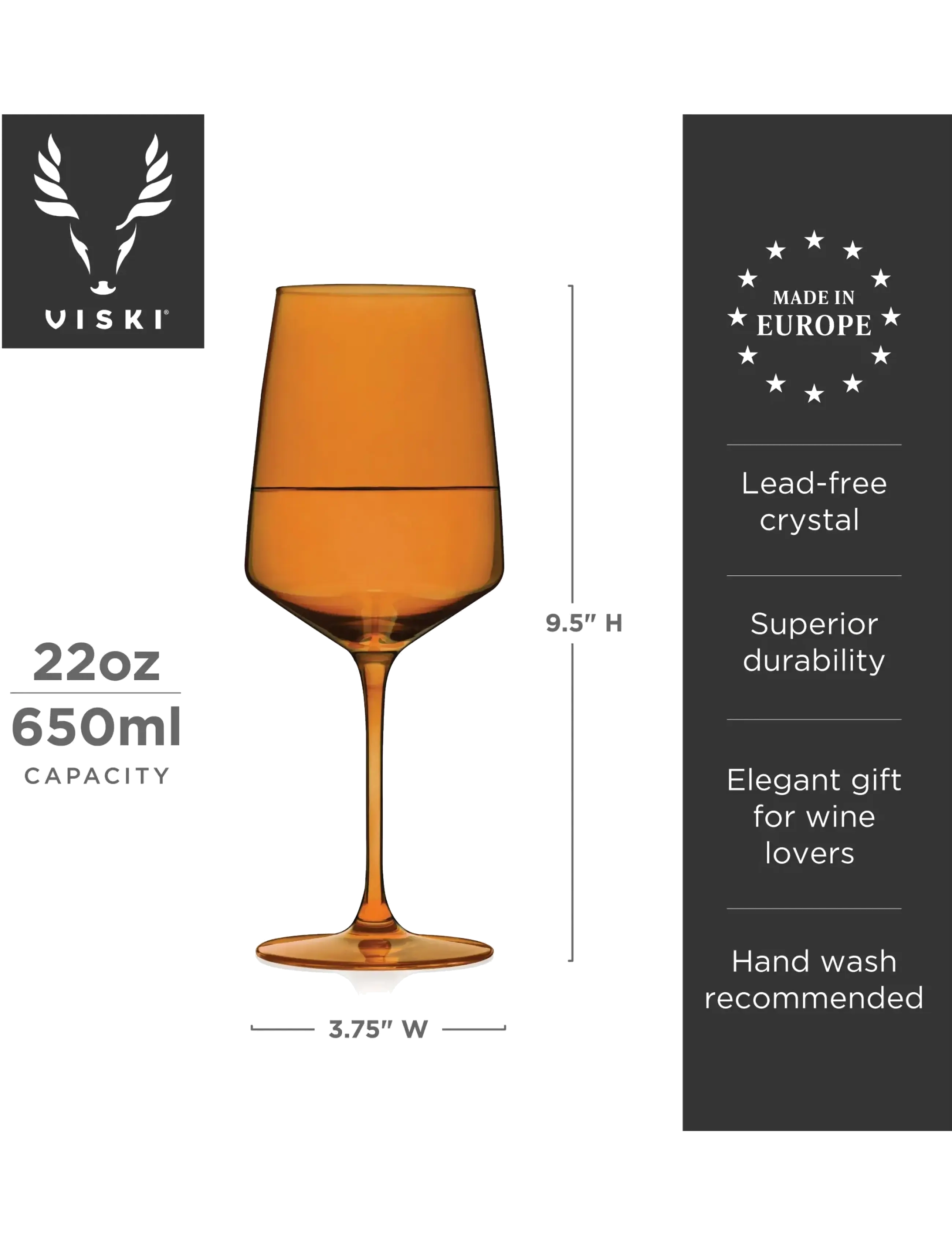 Viski - Reserve Nouveau Crystal Wine Glasses in Amber Viski® - amber - 2