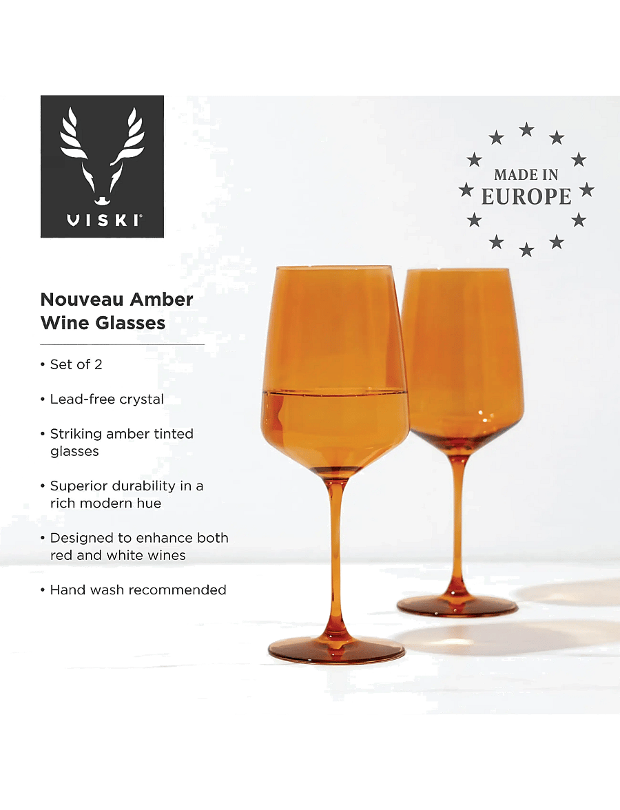 Viski - Reserve Nouveau Crystal Wine Glasses in Amber Viski® - weißweingläser - amber - 2