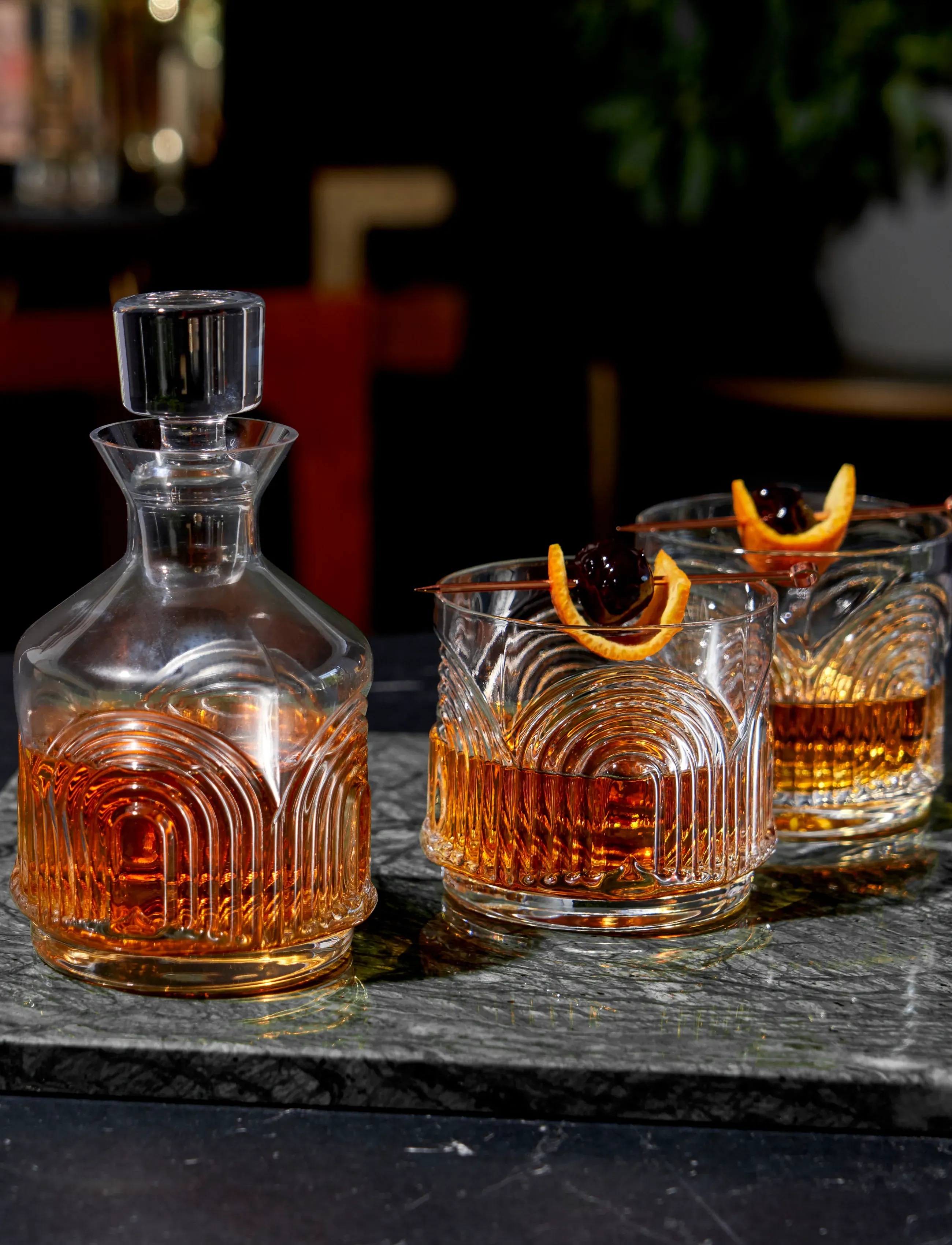 Viski - 3-Piece Deco Beau Crystal Stacking Decanter Viski® - transparent - 0