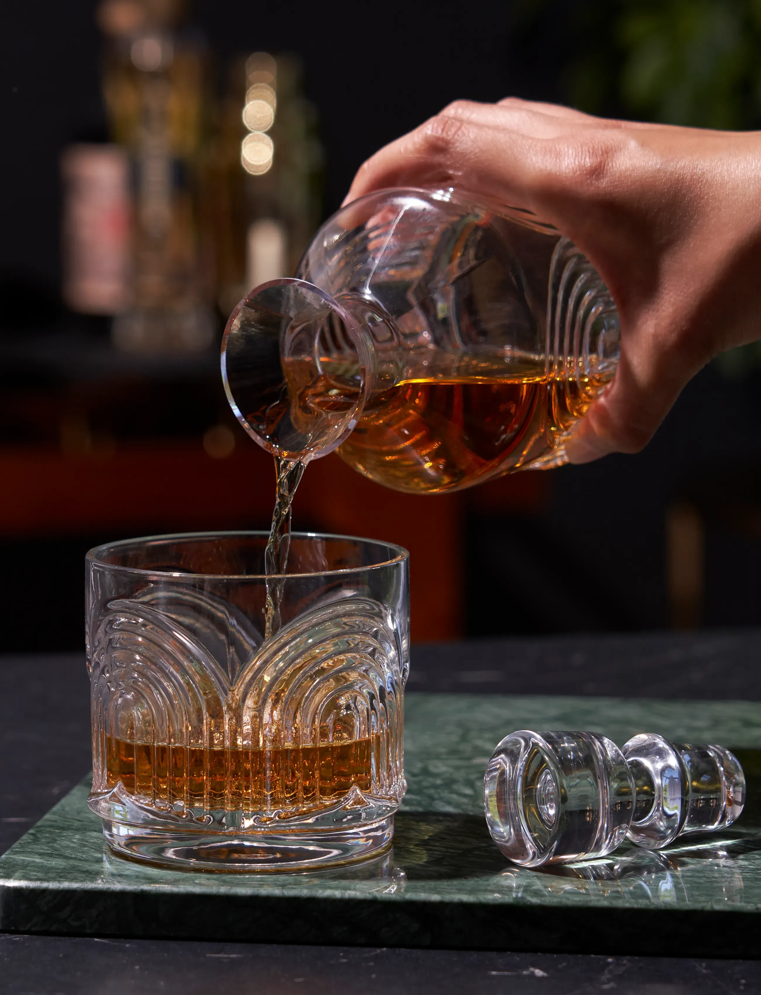Viski - 3-Piece Deco Beau Crystal Stacking Decanter Viski® - transparent - 4
