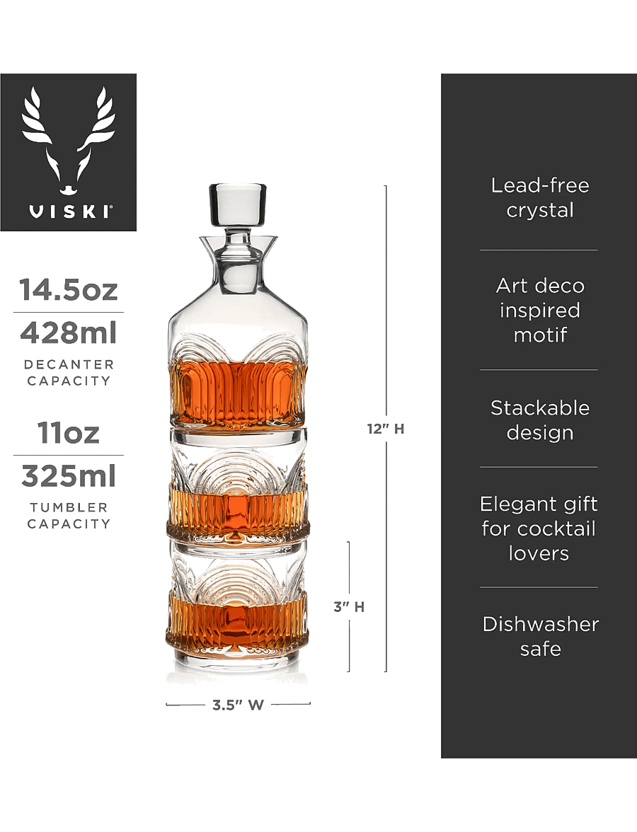 Viski - 3-Piece Deco Beau Crystal Stacking Decanter Viski® - transparent - 3