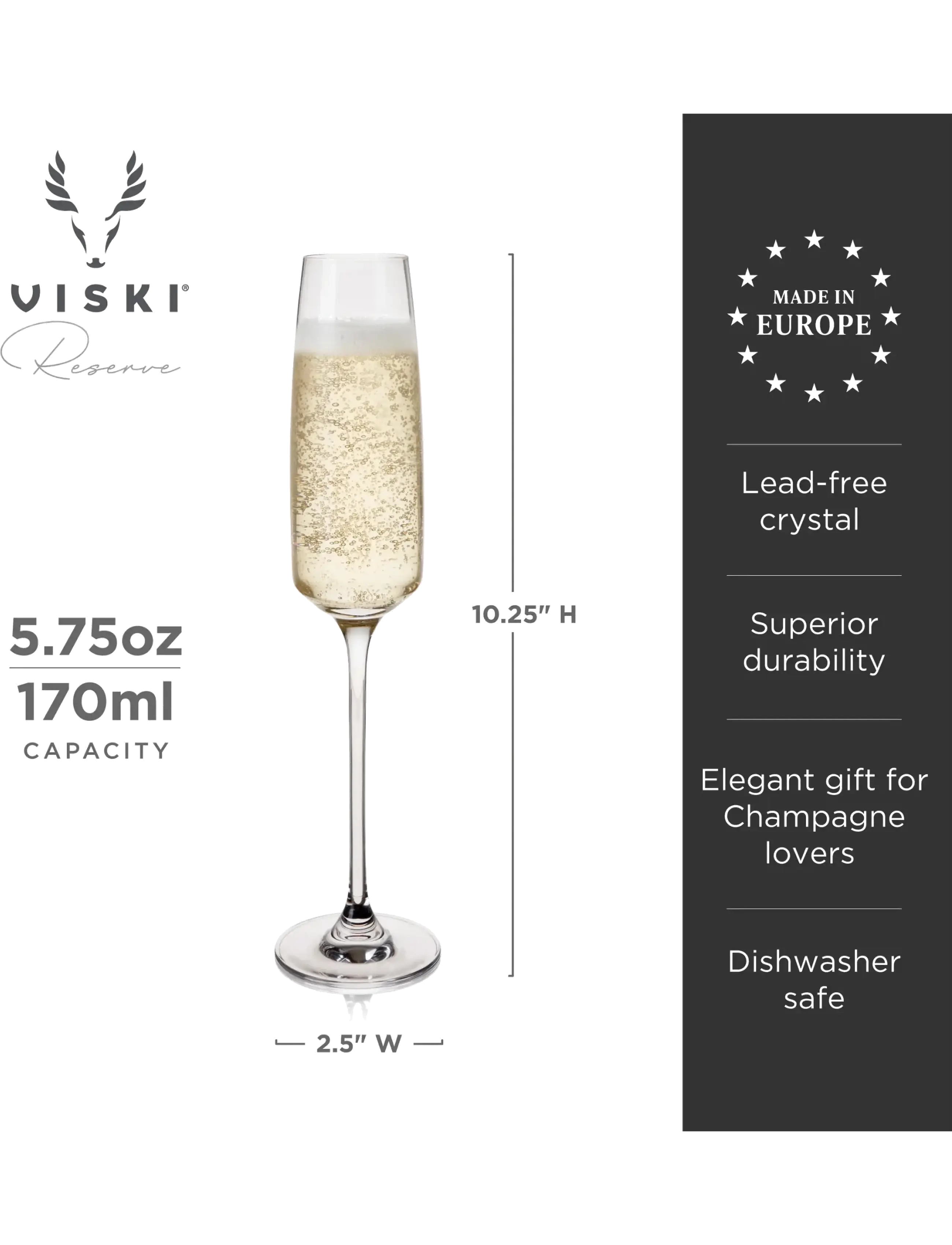Viski - Reserve Julien Crystal Champagne Flute Glasses Viski® - champagneglas - transparent - 3