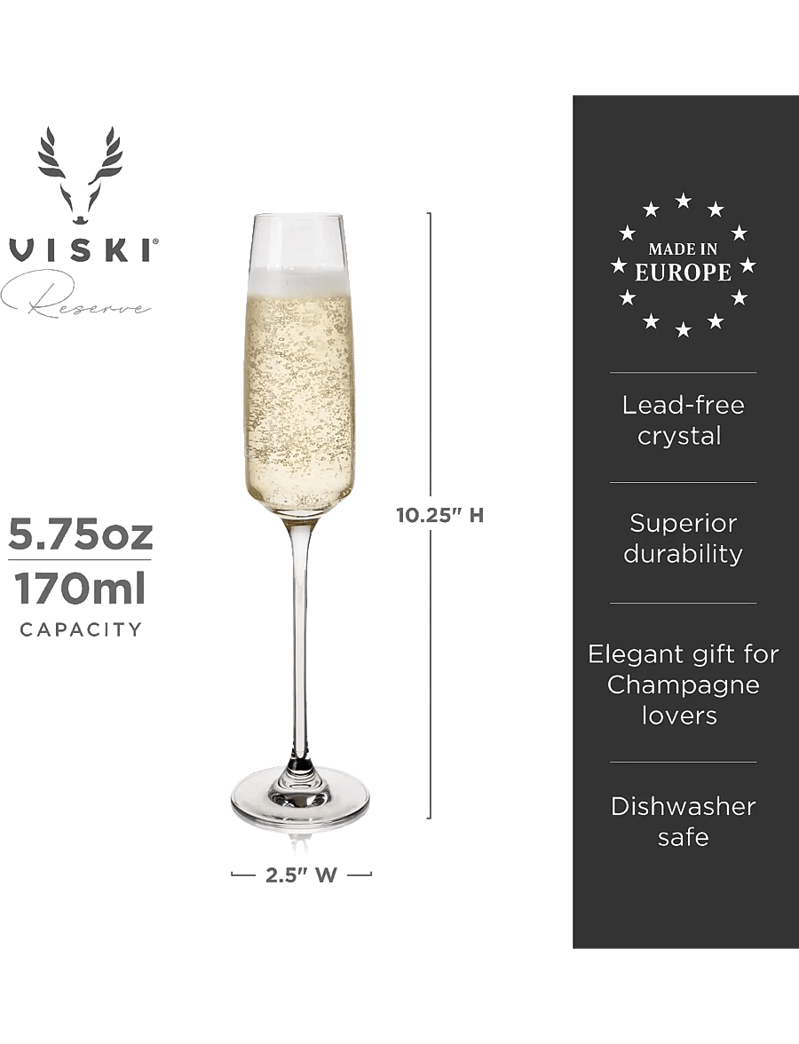 Viski - Reserve Julien Crystal Champagne Flute Glasses Viski® - transparent - 3