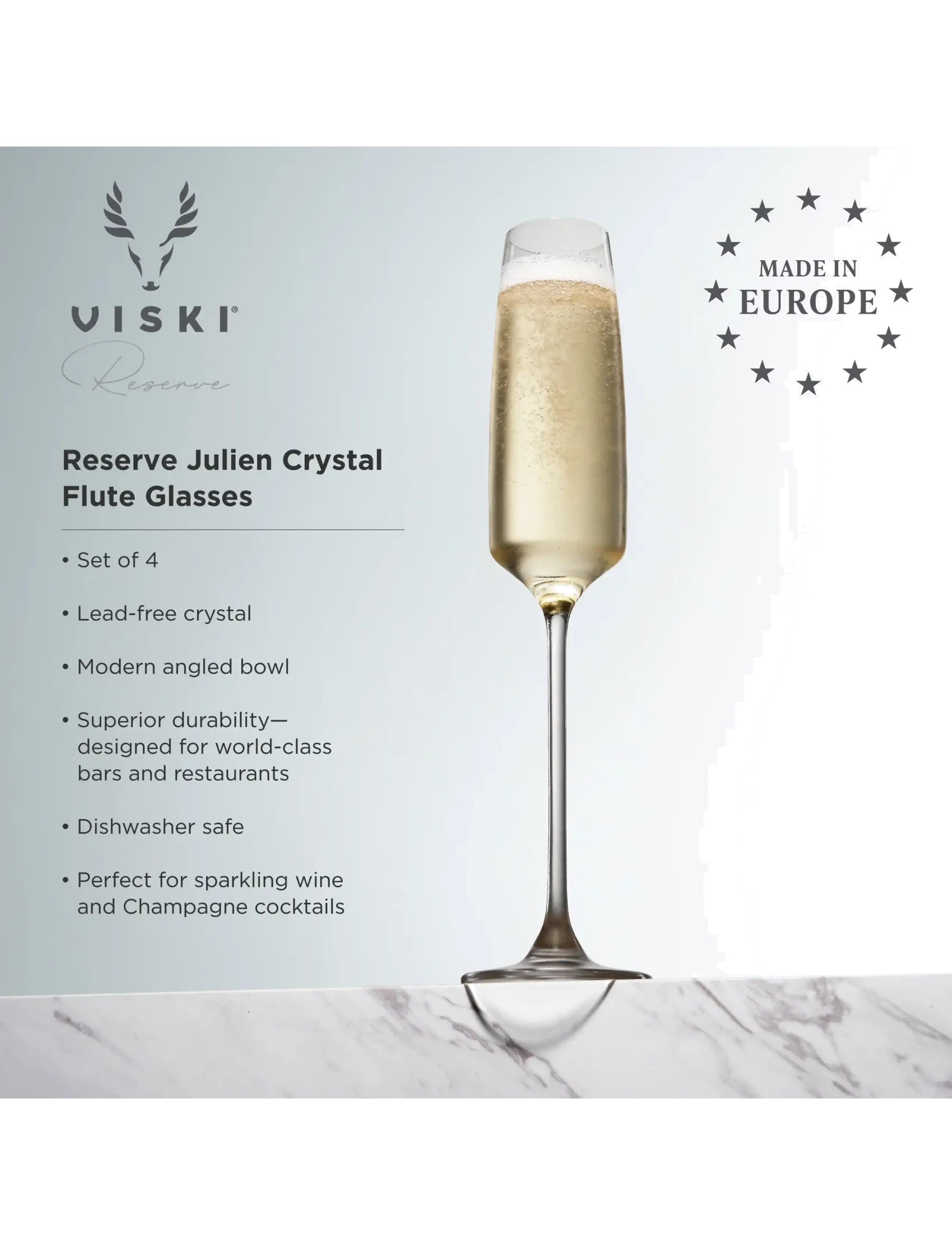 Viski - Reserve Julien Crystal Champagne Flute Glasses Viski® - champagneglas - transparent - 4