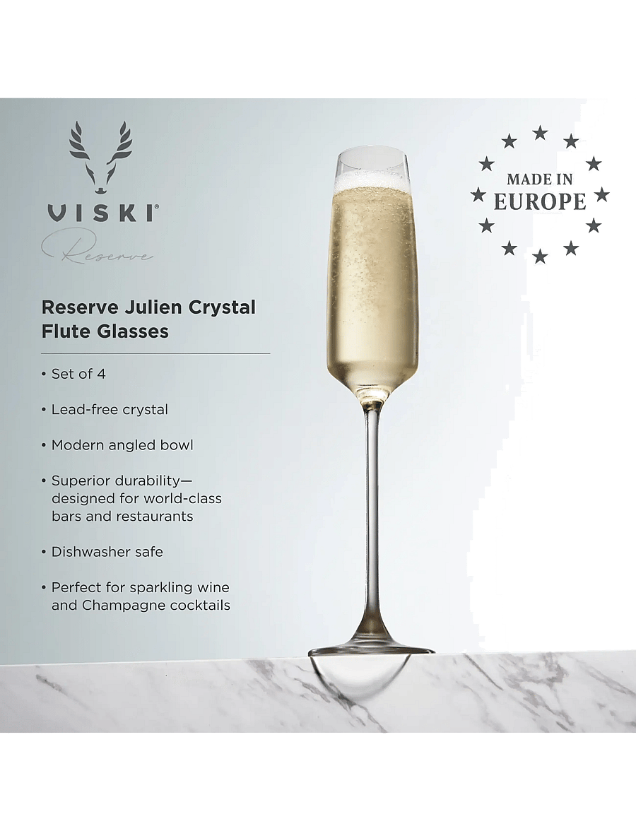 Viski - Reserve Julien Crystal Champagne Flute Glasses Viski® - transparent - 4