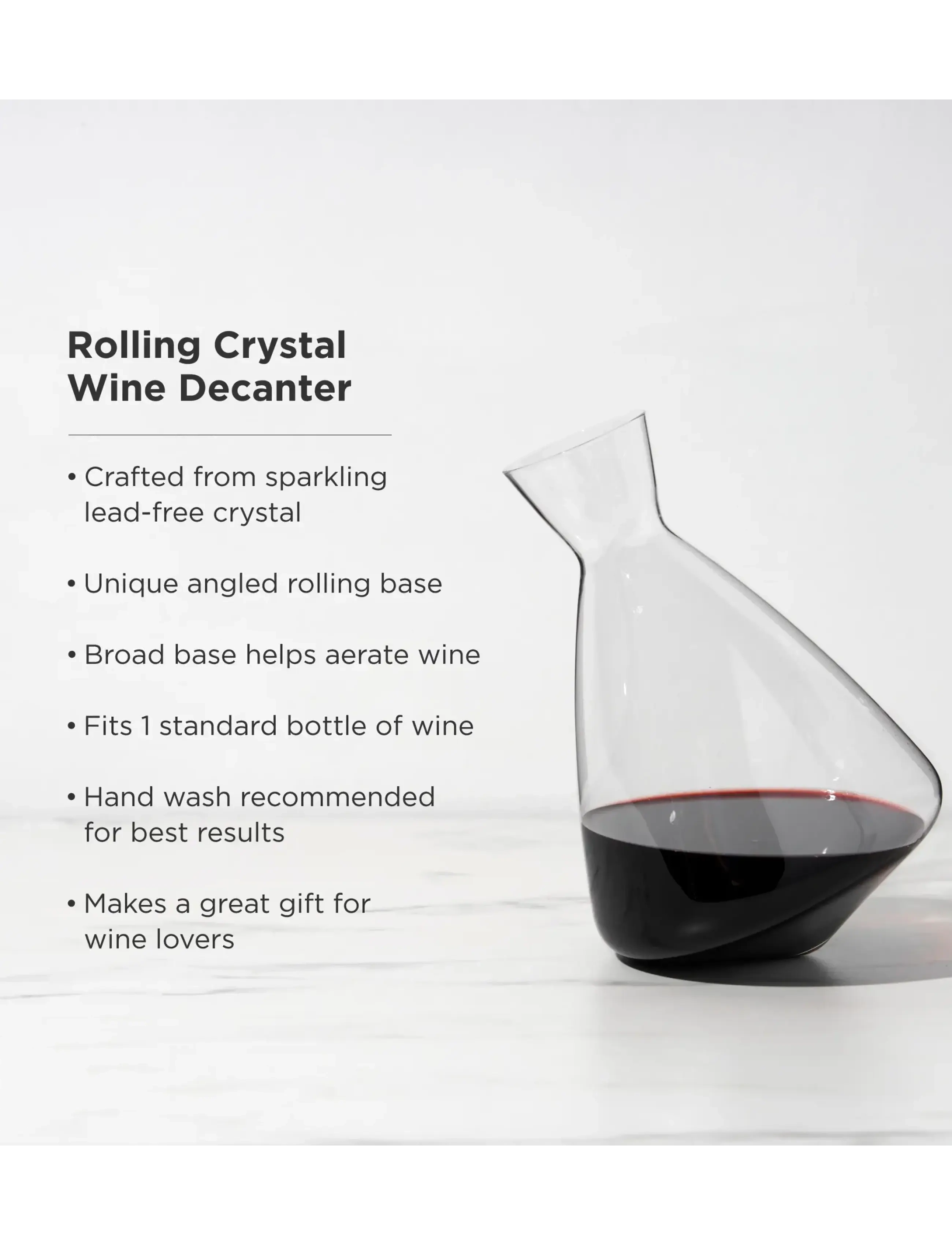 Viski - Rolling Crystal Wine Decanter Viski® - vinkaraffer - transparent - 3