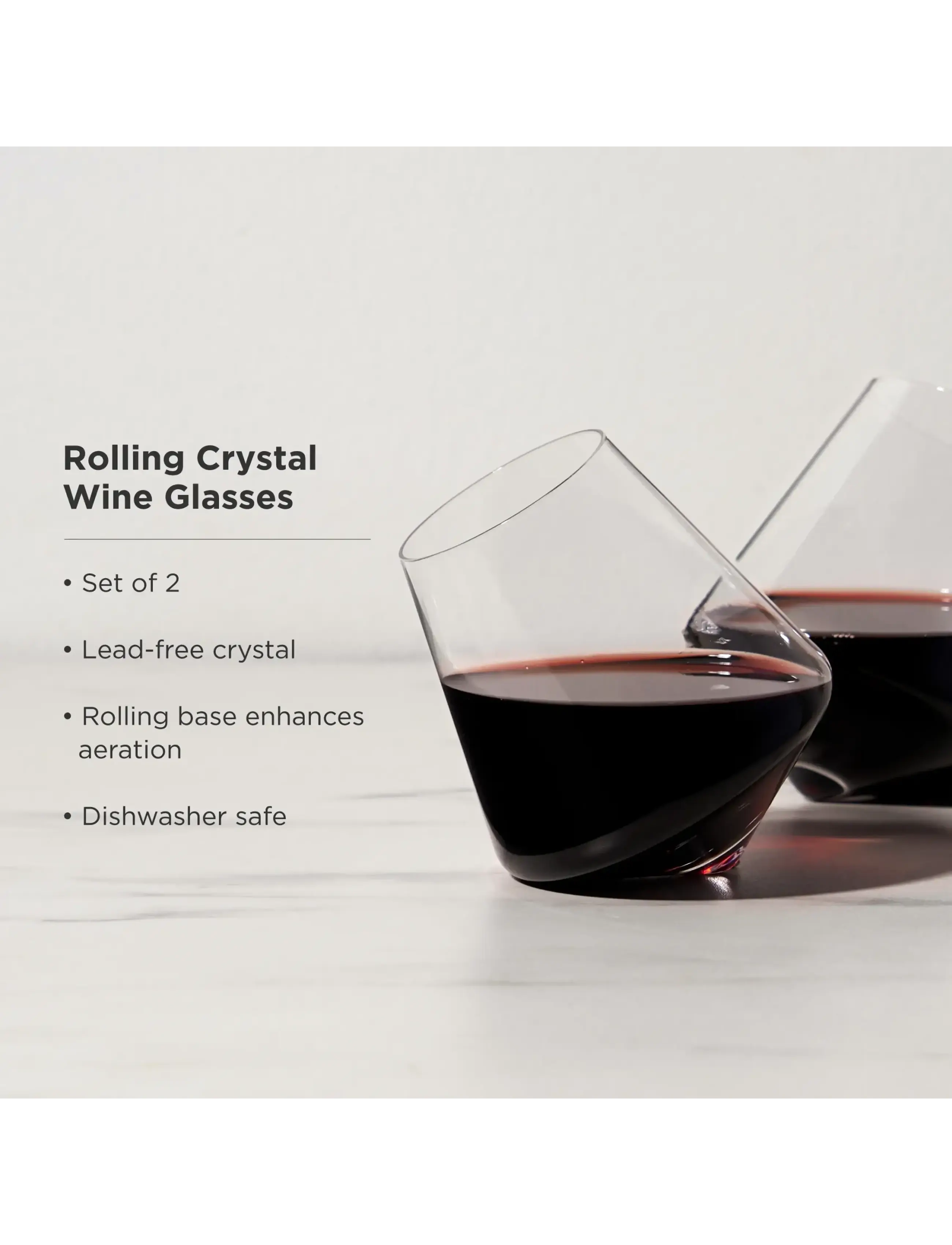 Viski - Rolling Crystal Wine Glasses Viski® - rödvinsglas - transparent - 4