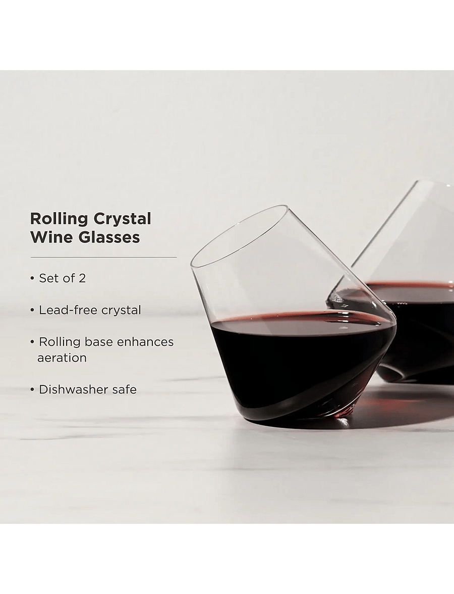 Viski - Rolling Crystal Wine Glasses Viski® - transparent - 4