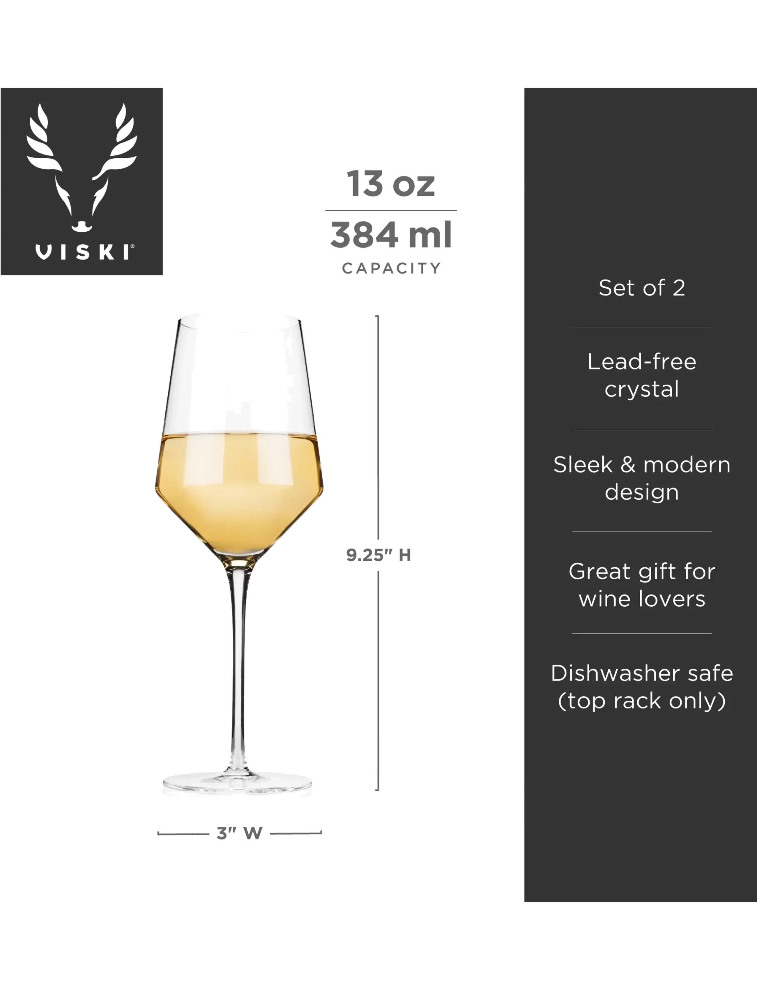 Viski - Raye Crystal Angled Chardonnay Glasses Viski® - vitvinsglas - transparent - 4