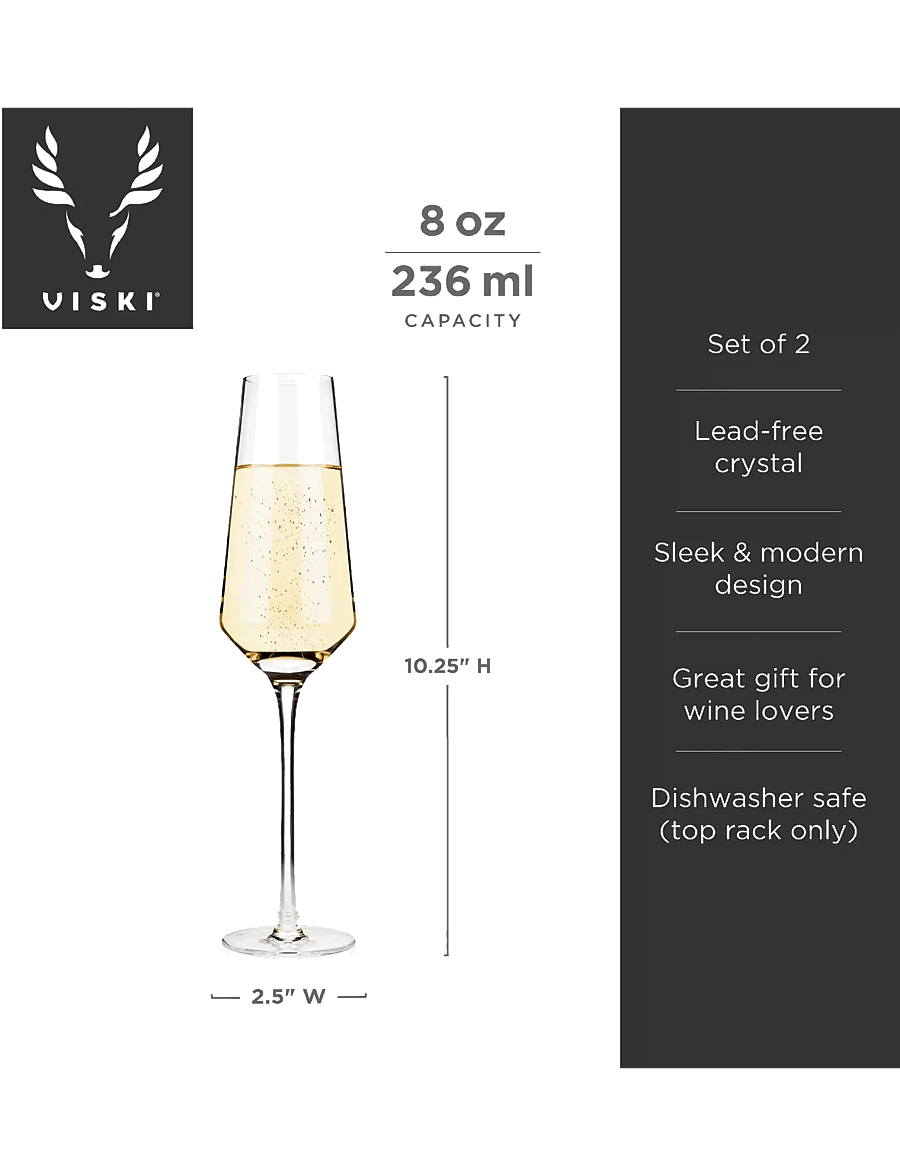 Viski - Raye Crystal Angled Champagne Flutes Viski® - transparent - 4