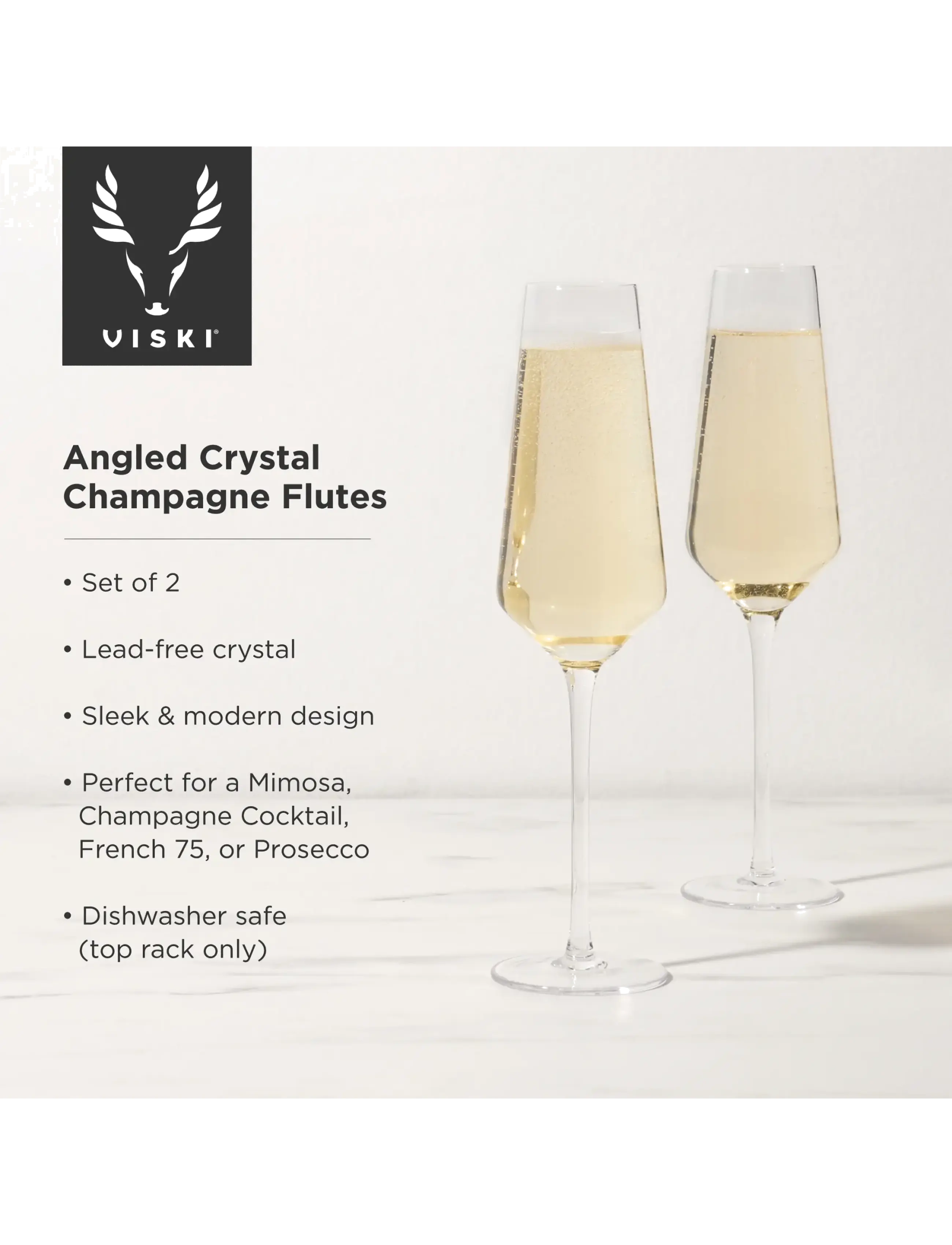 Viski - Raye Crystal Angled Champagne Flutes Viski® - lowest prices - transparent - 5