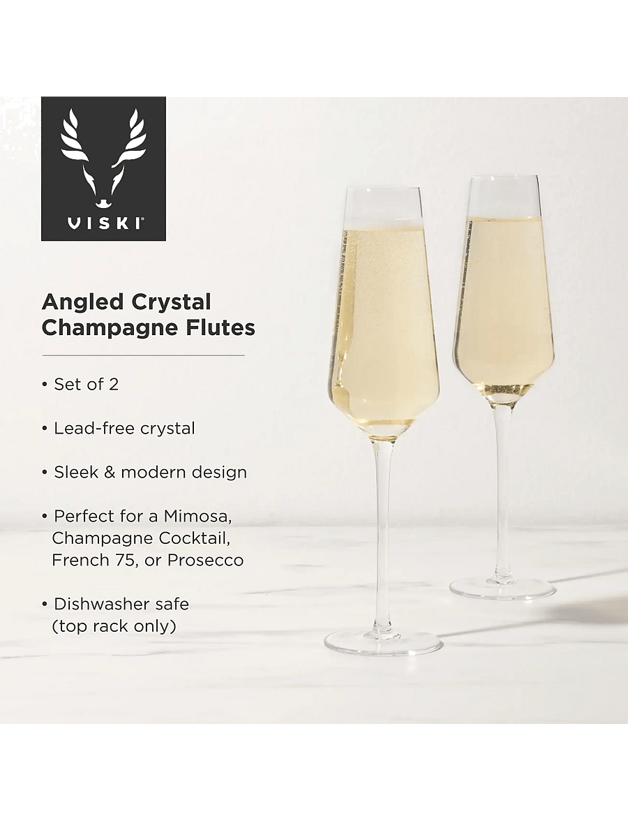 Viski - Raye Crystal Angled Champagne Flutes Viski® - die niedrigsten preise - transparent - 5