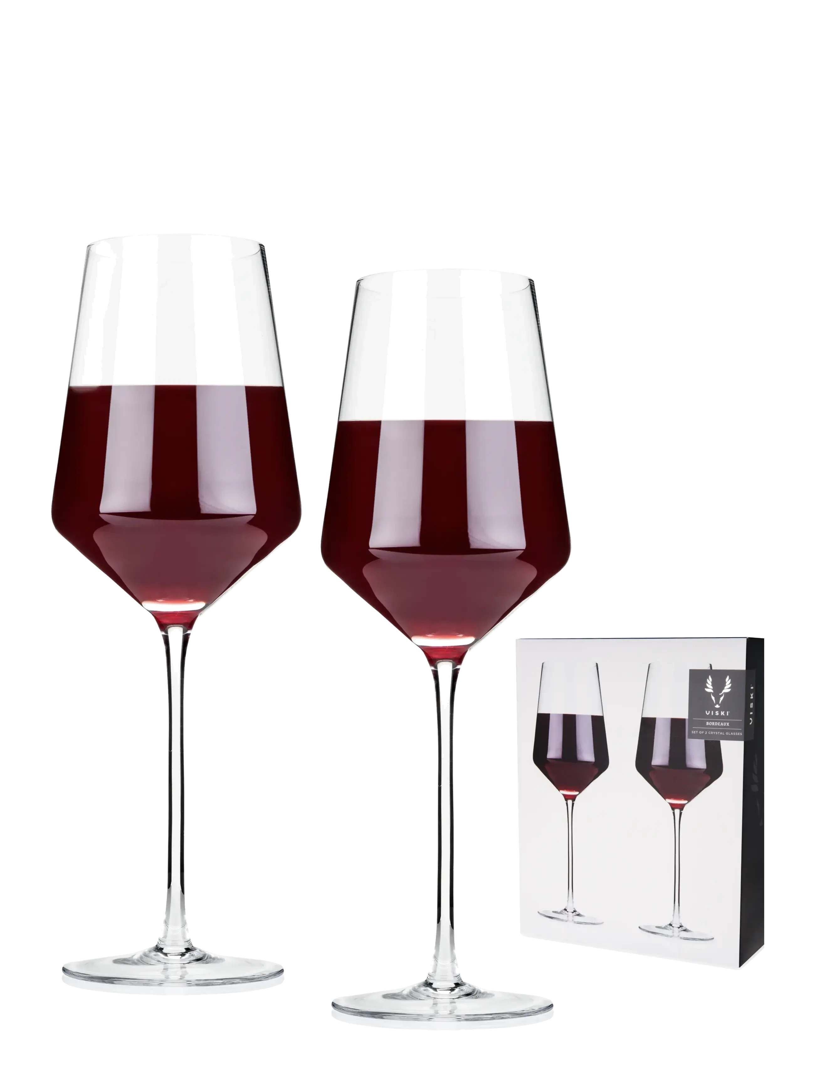 Viski - Raye Crystal Angled Bordeaux Glasses Viski® - rödvinsglas - transparent - 4