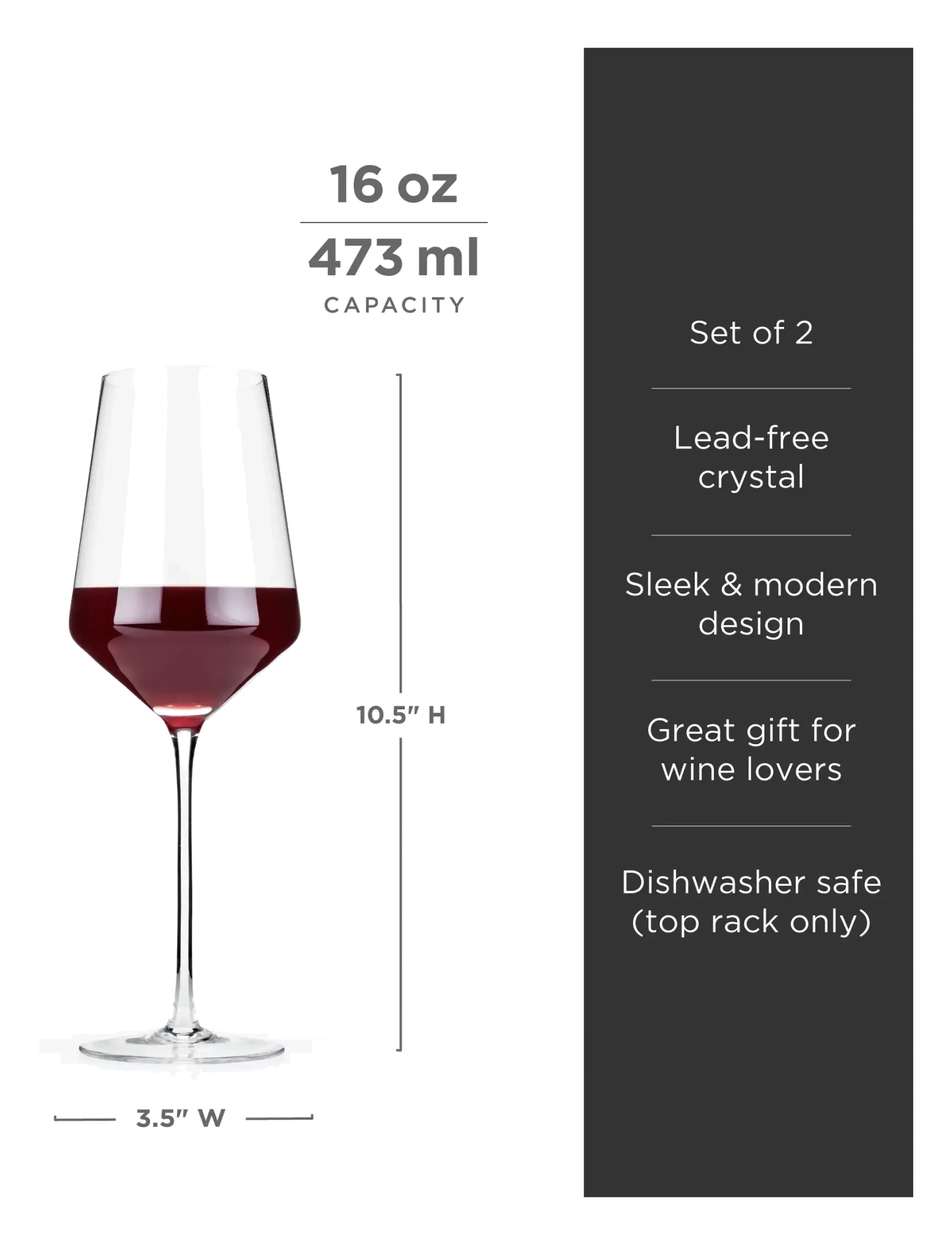Viski - Raye Crystal Angled Bordeaux Glasses Viski® - rödvinsglas - transparent - 5