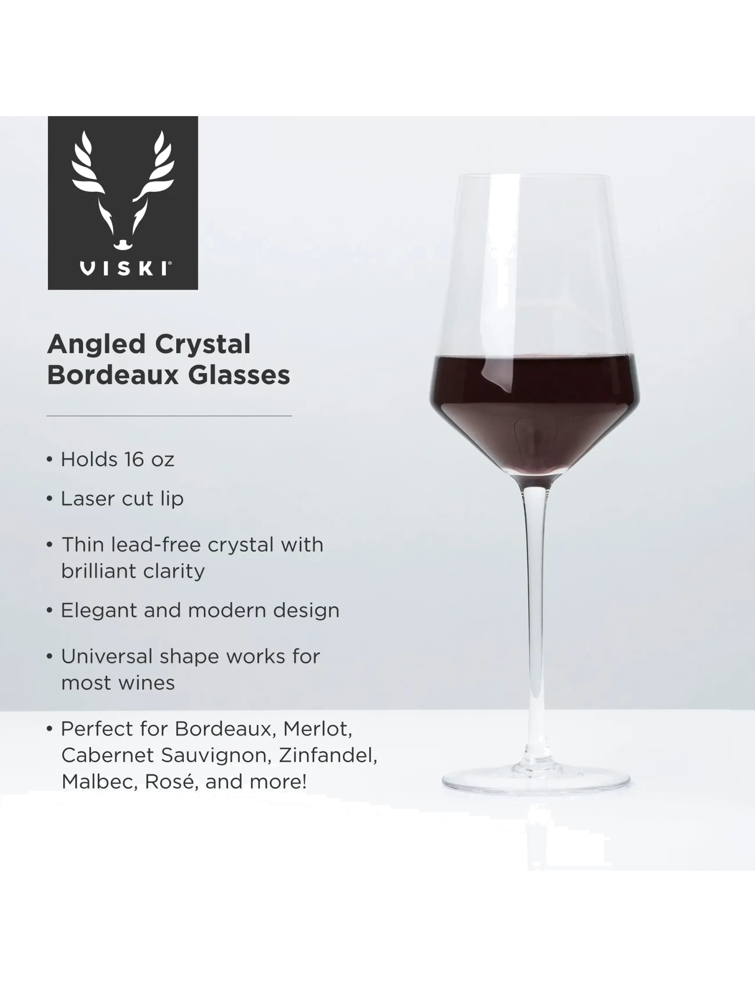 Viski - Raye Crystal Angled Bordeaux Glasses Viski® - lowest prices - transparent - 5