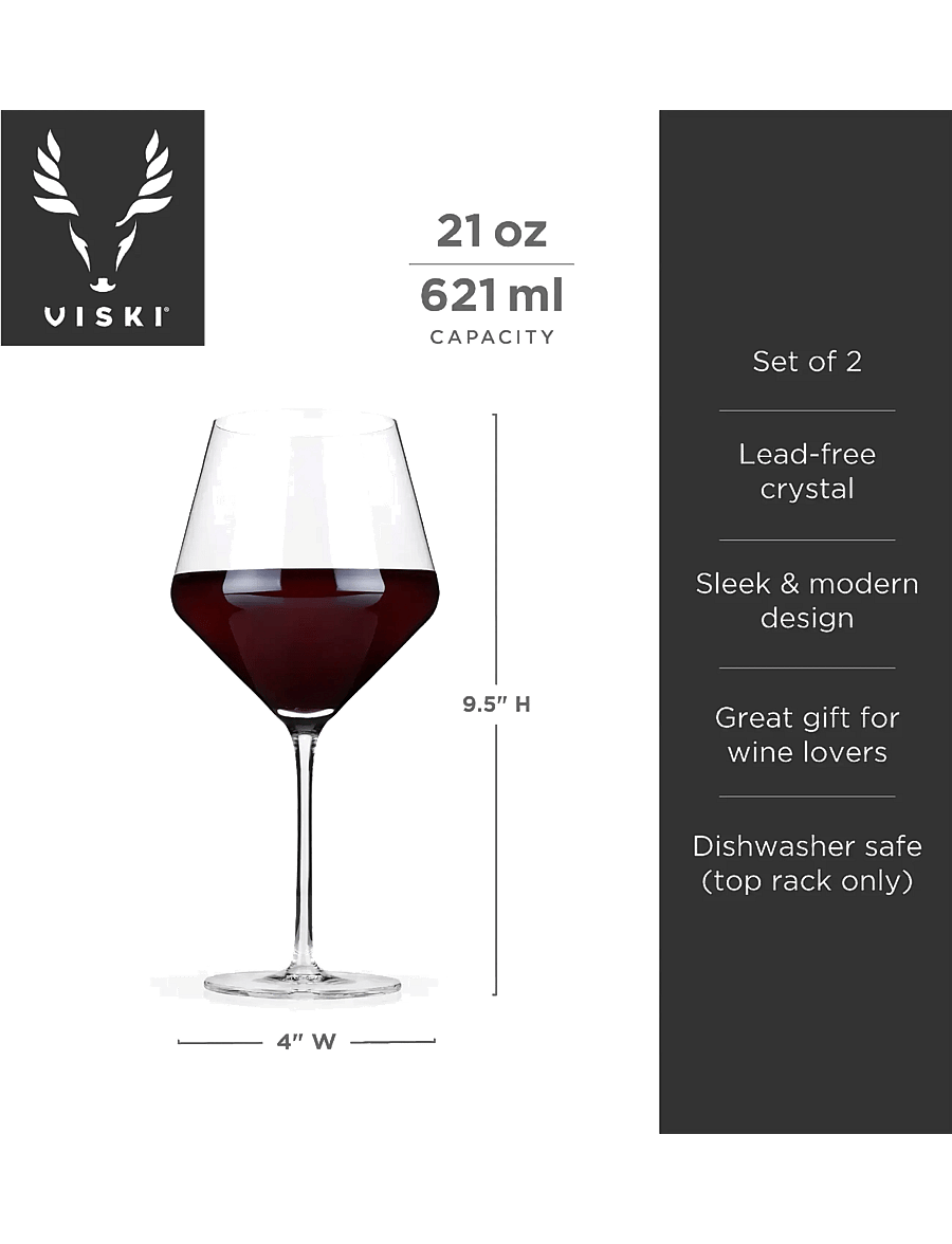 Viski - Raye Crystal Angled Burgundy Glasses Viski® - transparent - 2
