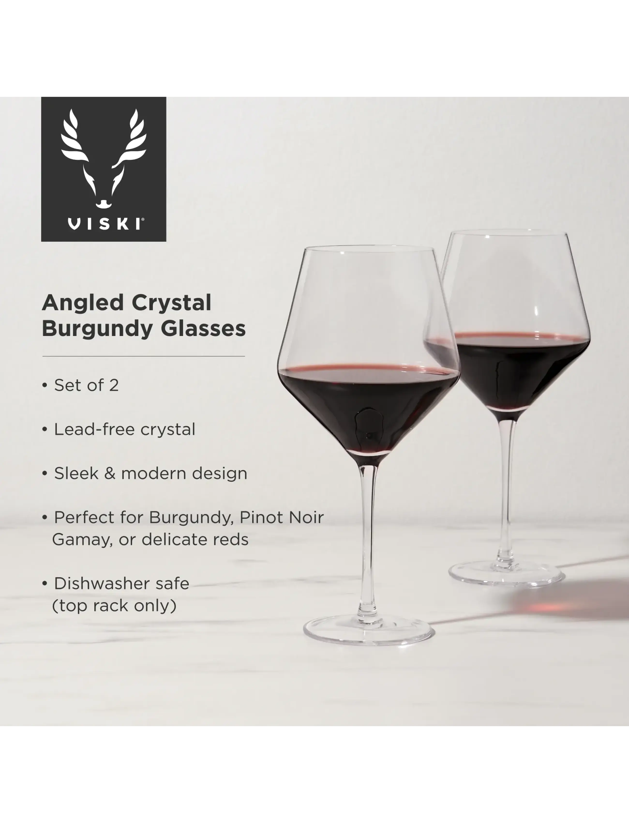 Viski - Raye Crystal Angled Burgundy Glasses Viski® - transparent - 3