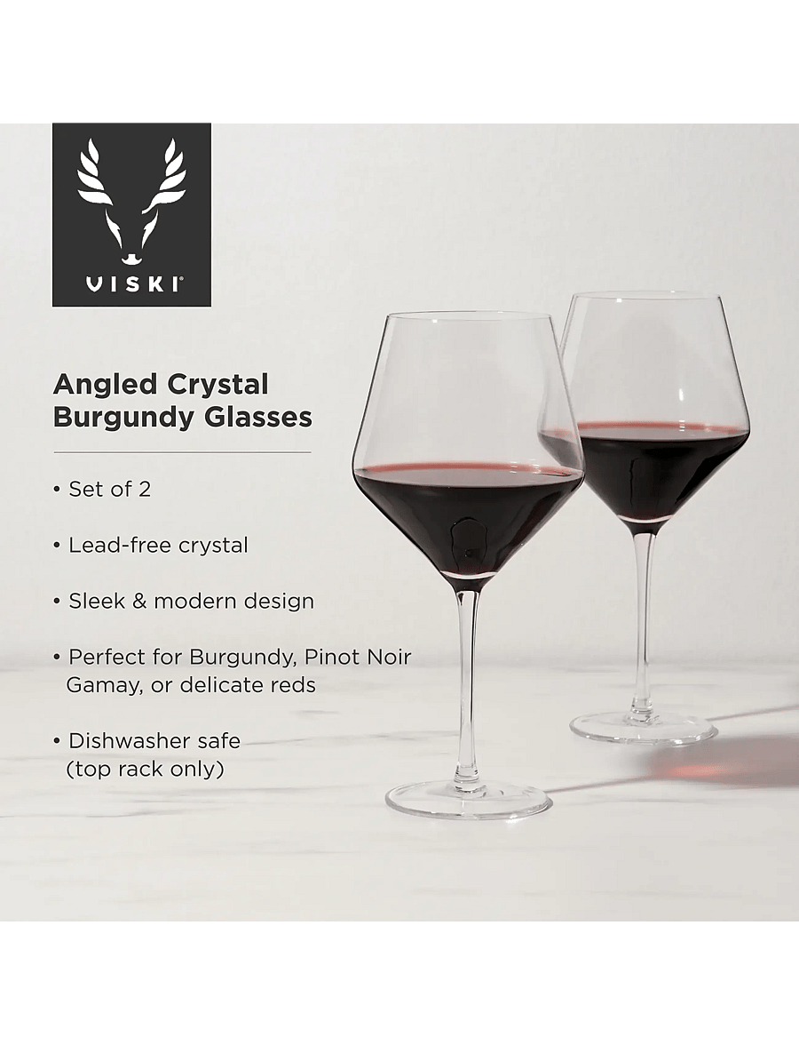 Viski - Raye Crystal Angled Burgundy Glasses Viski® - transparent - 3