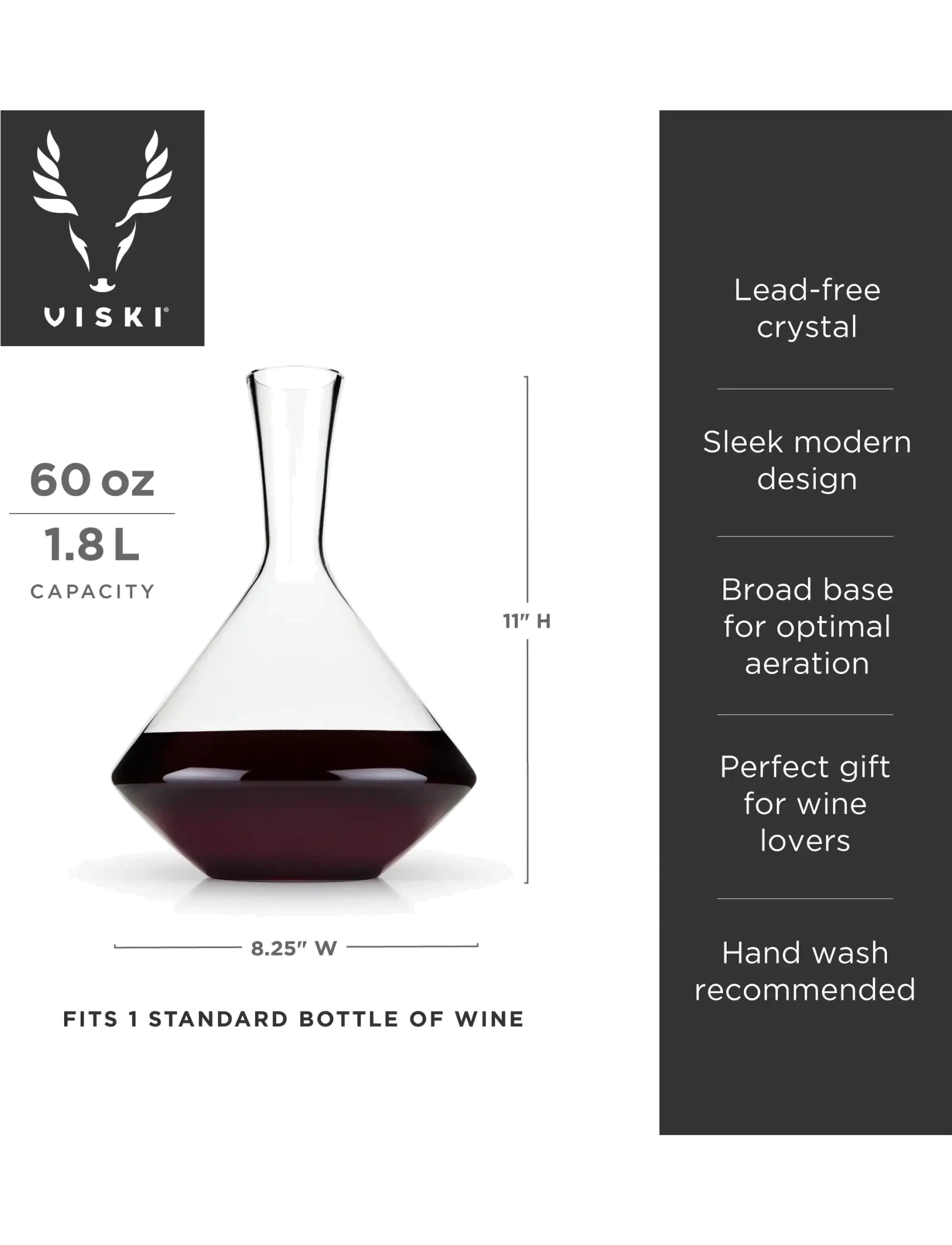 Viski - Raye Crystal Angled Wine Decanter Viski® - vinkaraffer - transparent - 2