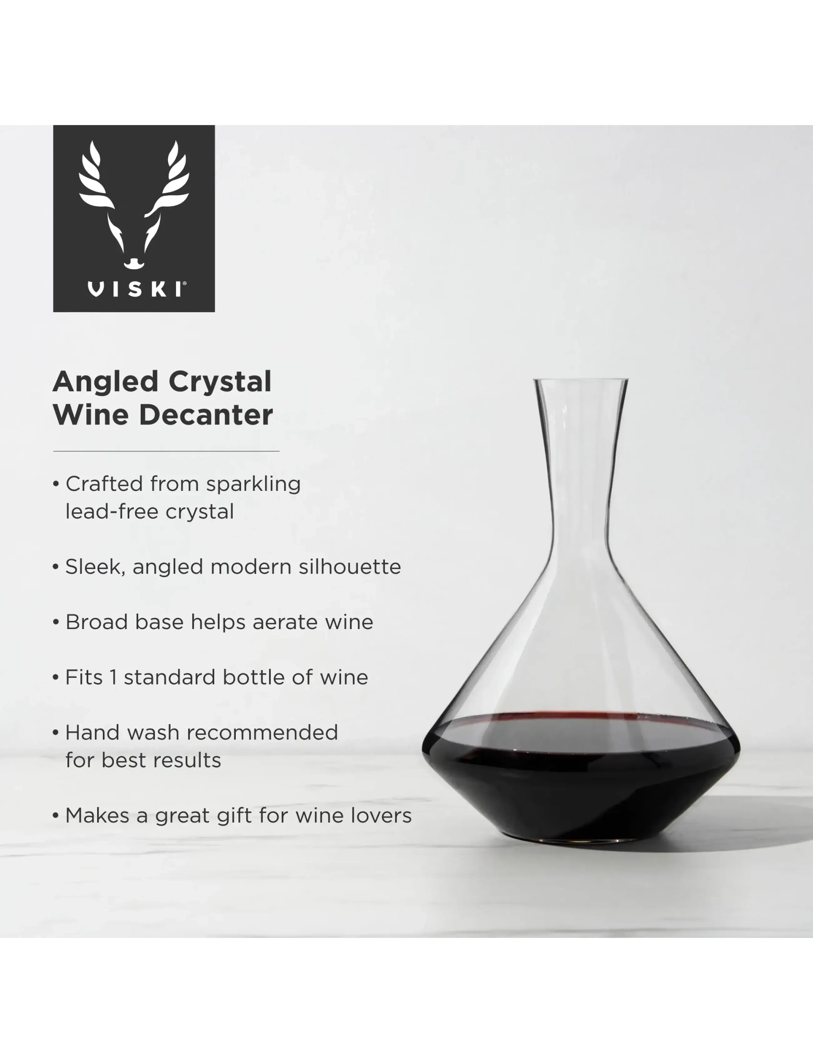 Viski - Raye Crystal Angled Wine Decanter Viski® - vinkaraffer - transparent - 3