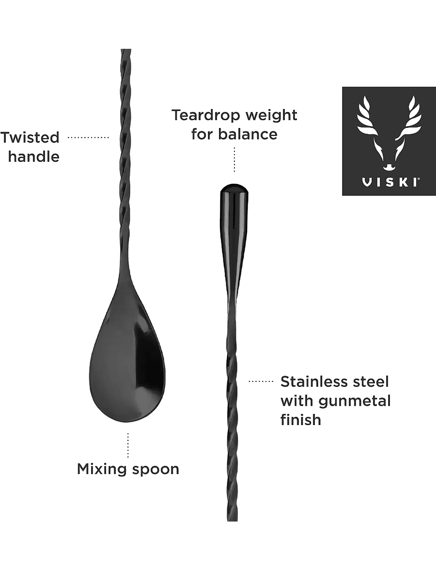 Viski - 40cm Gunmetal Weighted Barspoon by Viski® - gunmetal - 3