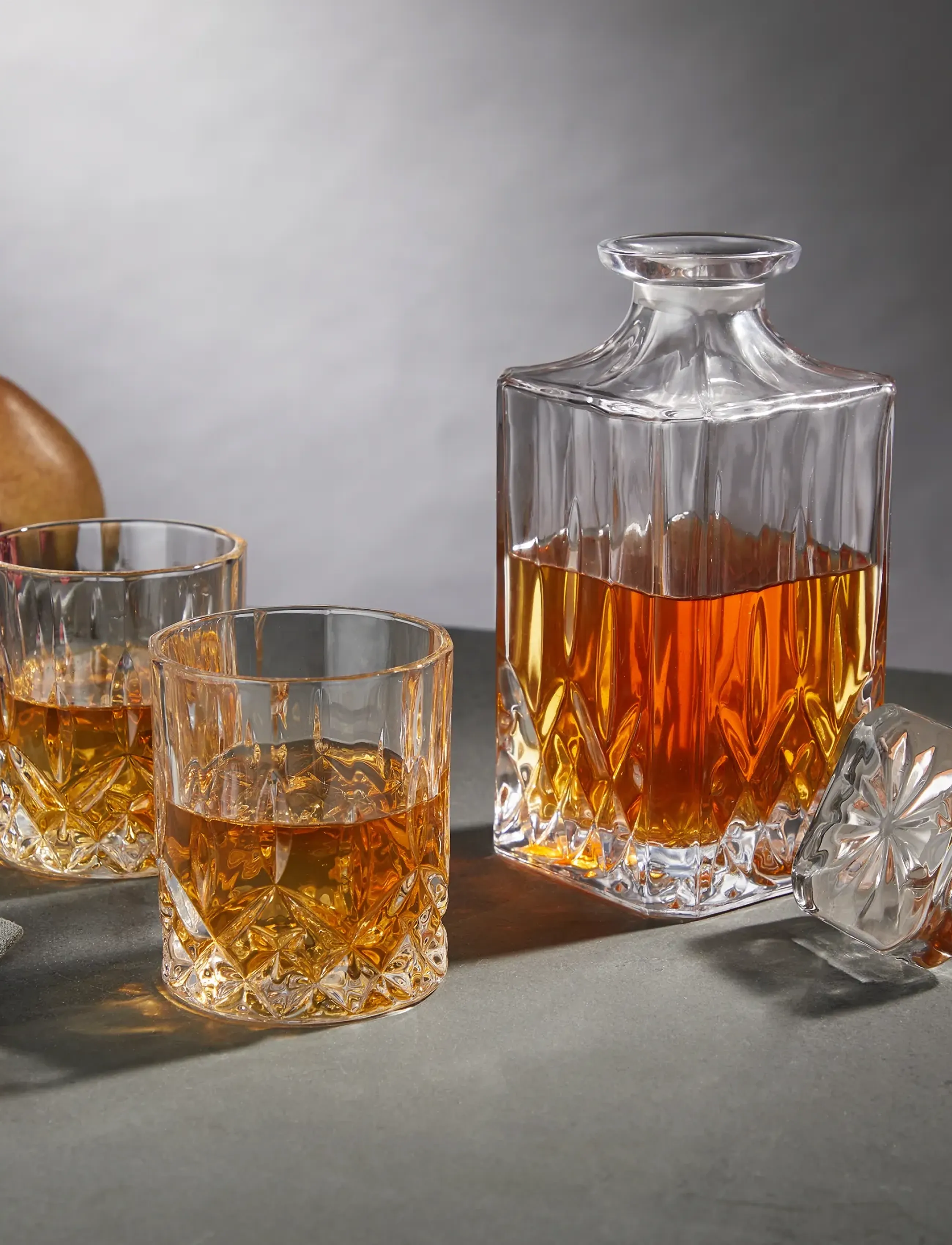 Viski Admiral™ 3-Piece Decanter & Tumbler Set by Viski® - For ham - TRANSPARENT / clear
