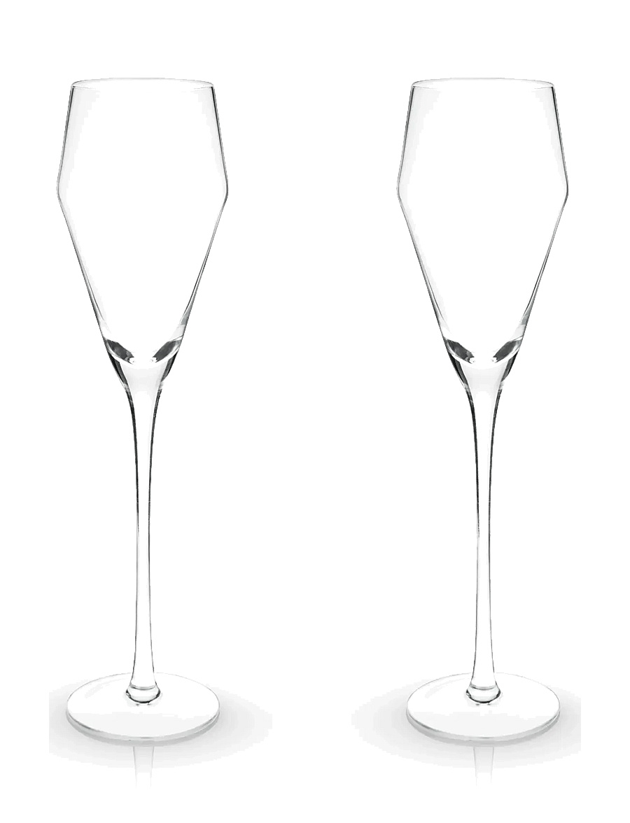 Viski - Angled Crystal Prosecco Glasses by Viski® - transparent - 1