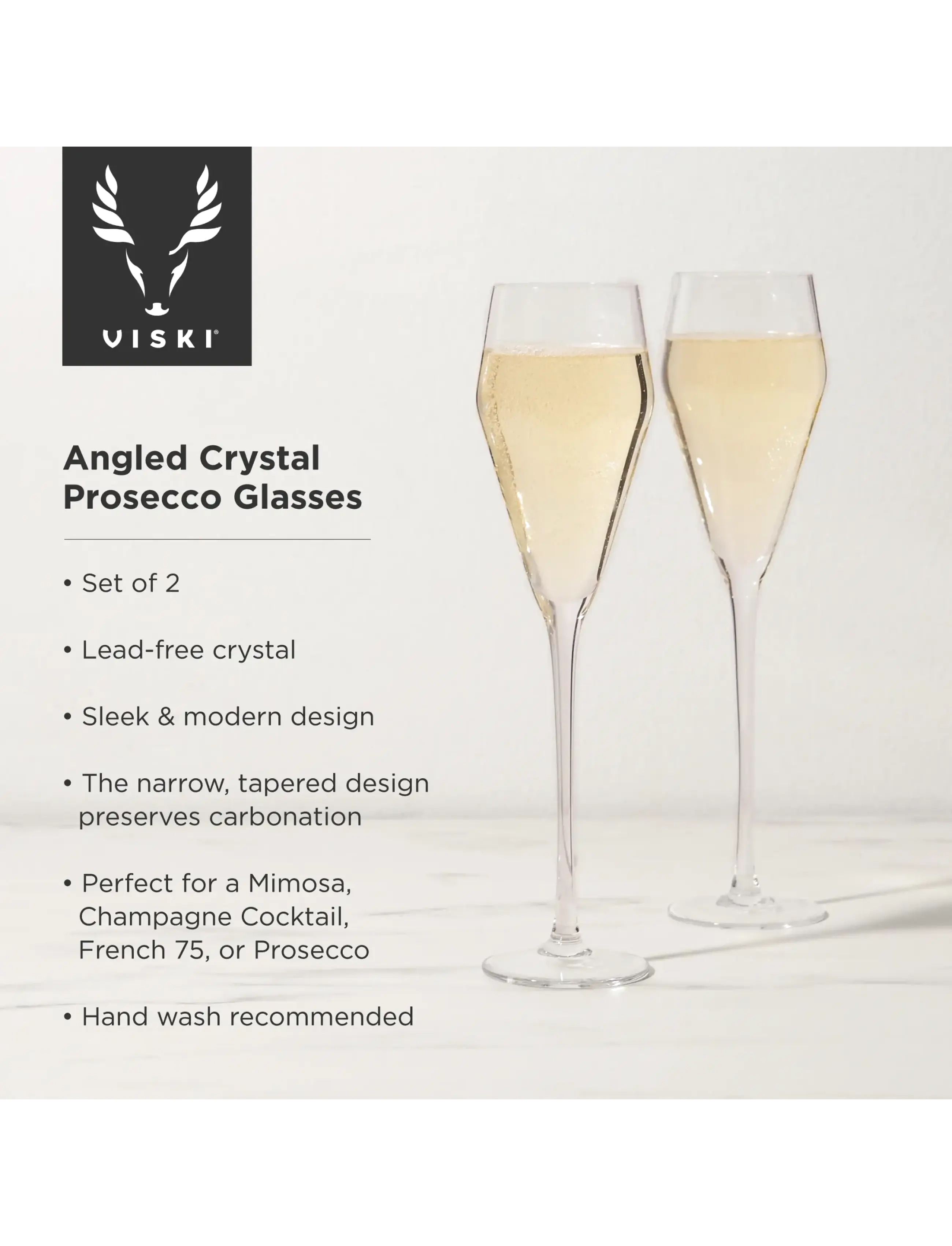 Viski - Angled Crystal Prosecco Glasses by Viski® - transparent - 3