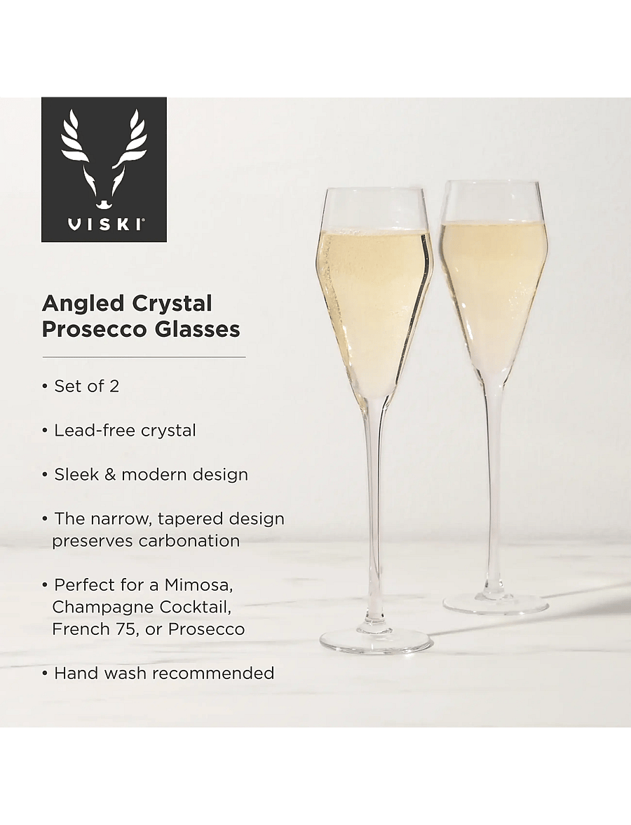 Viski - Angled Crystal Prosecco Glasses by Viski® - transparent - 3