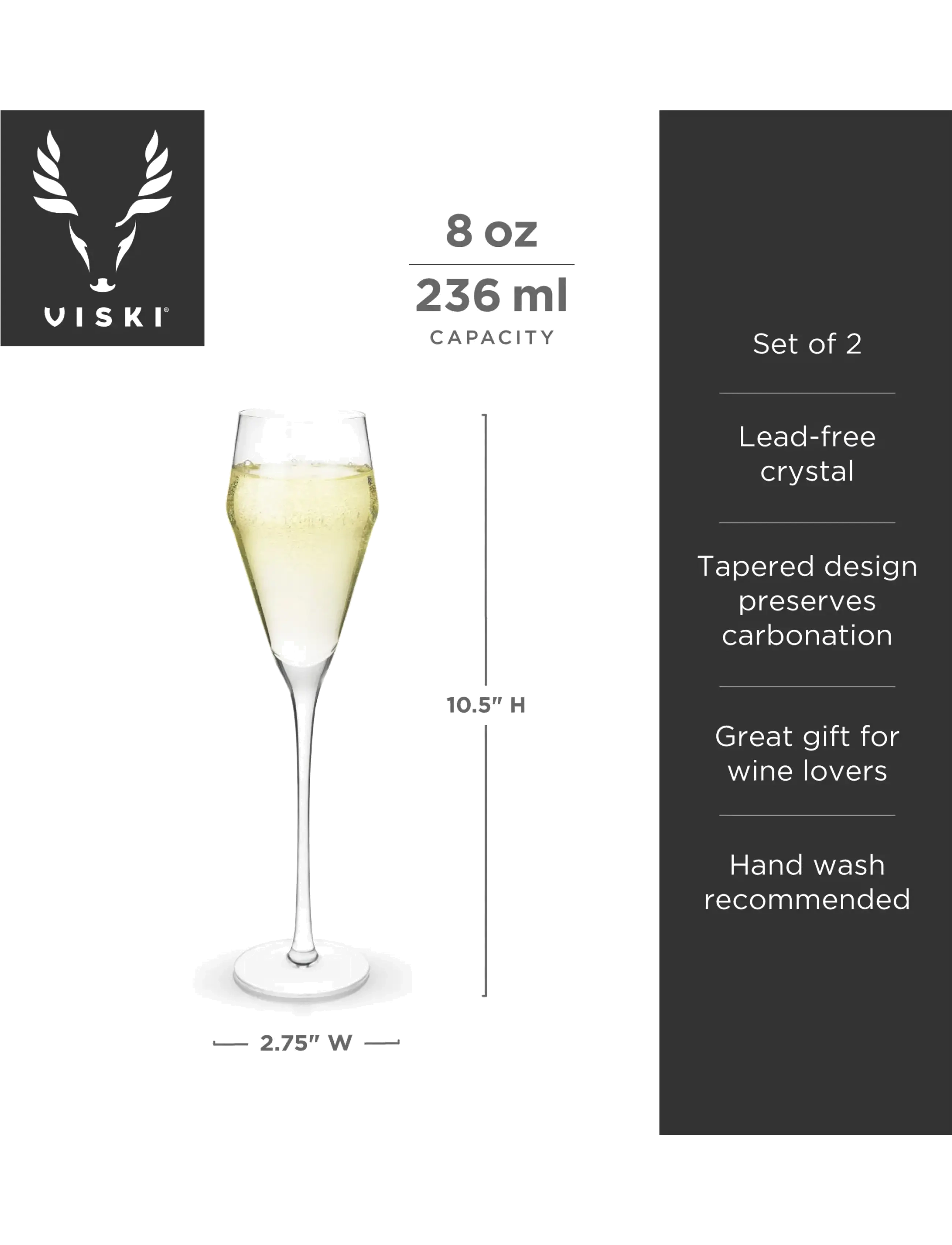 Viski - Angled Crystal Prosecco Glasses by Viski® - transparent - 5