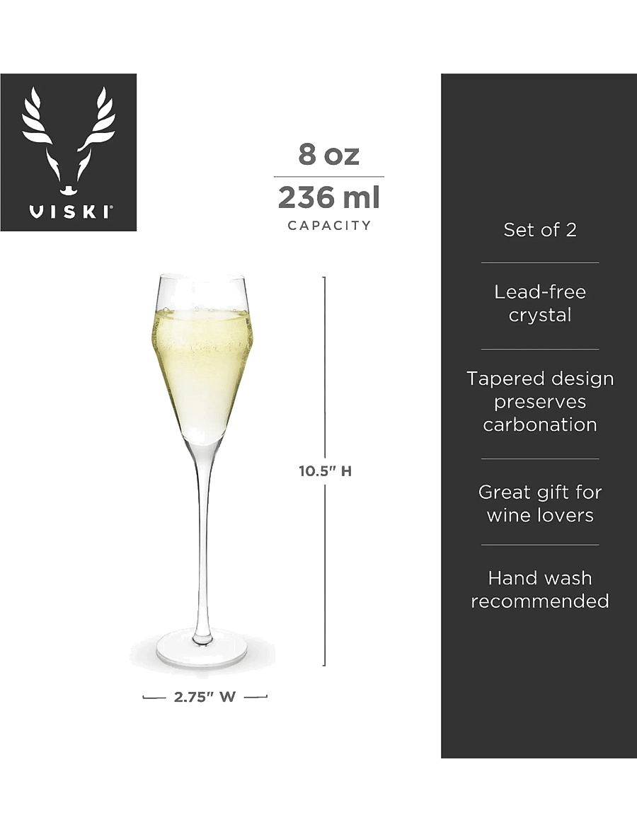 Viski - Angled Crystal Prosecco Glasses by Viski® - transparent - 5