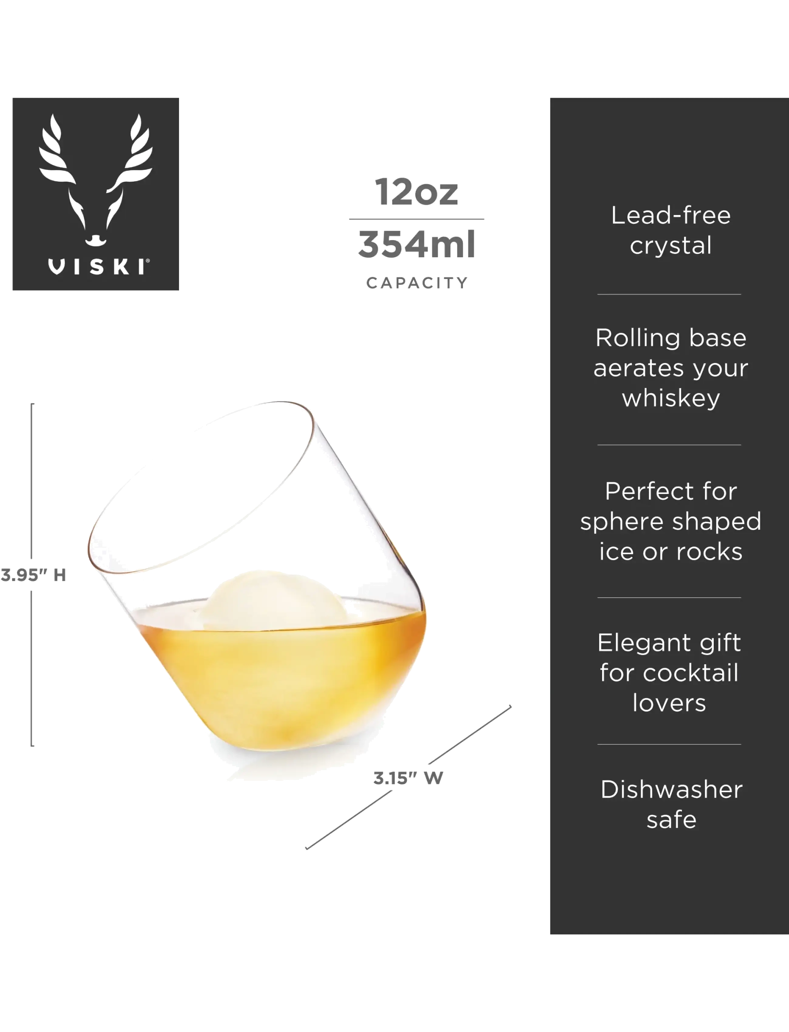 Viski - Rolling Crystal Whiskey Tumblers by Viski® - transparent - 3