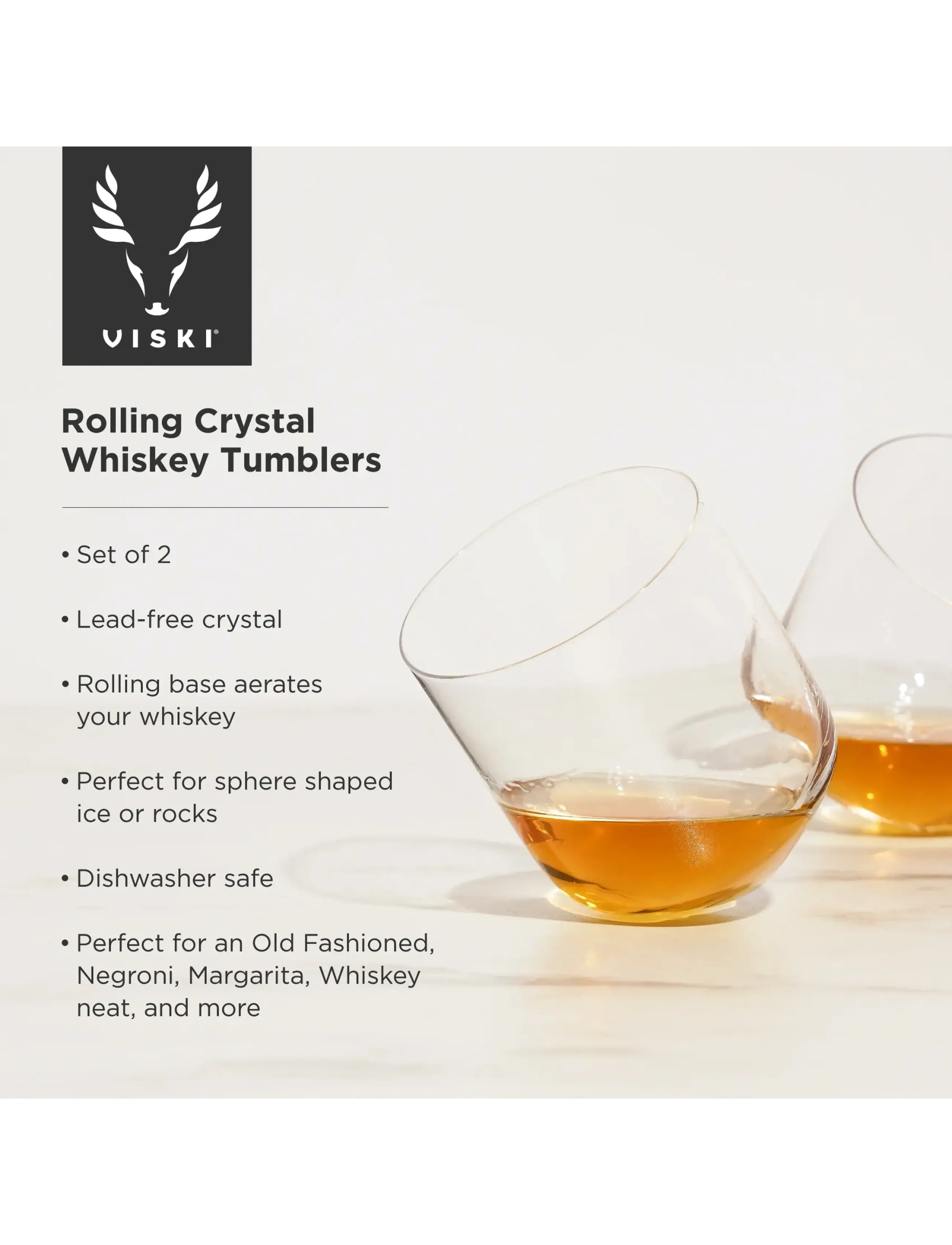 Viski - Rolling Crystal Whiskey Tumblers by Viski® - transparent - 4