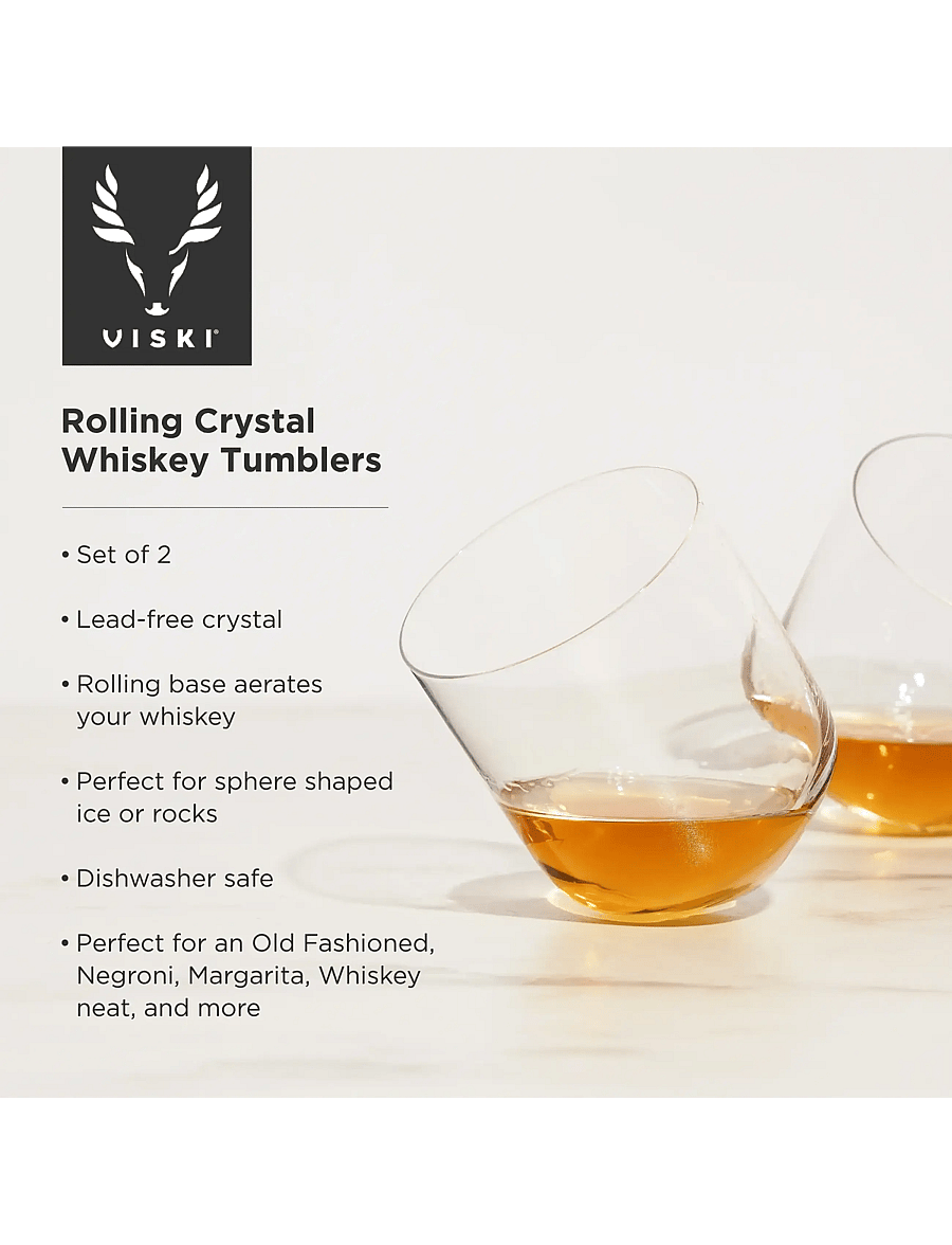 Viski - Rolling Crystal Whiskey Tumblers by Viski® - transparent - 4