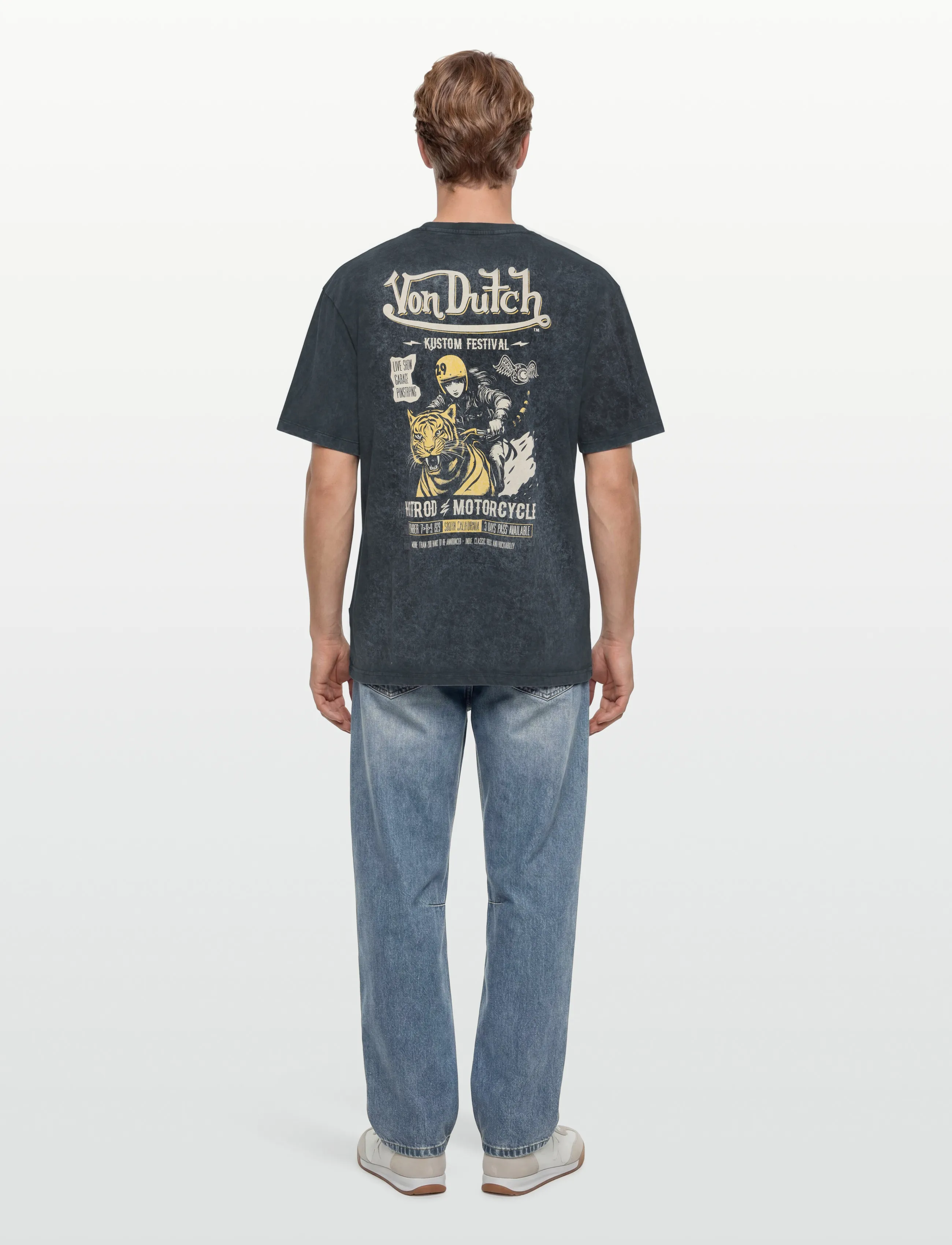 Von Dutch - Kustom Festival Grey T-shirt Von Dutch M - kortærmede t-shirts - grey - 4
