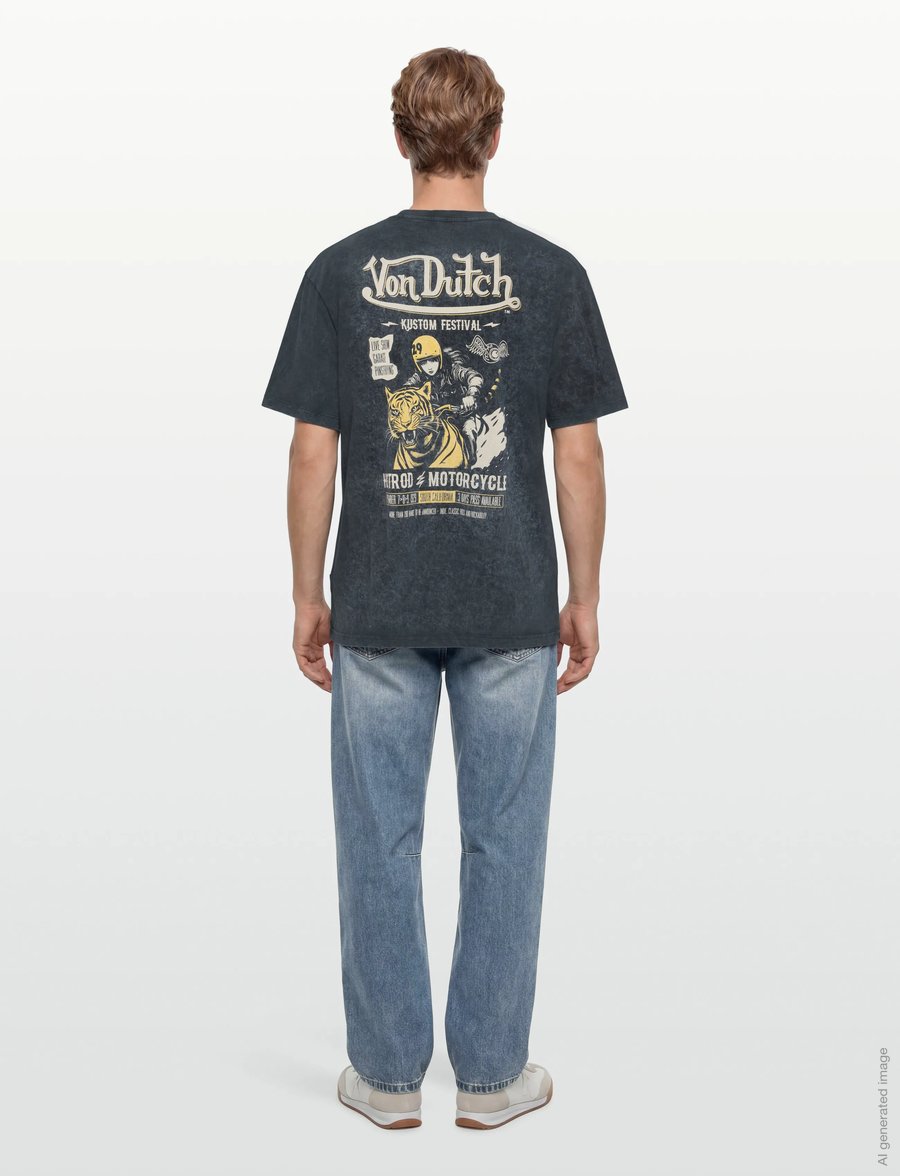 Von Dutch - Kustom Festival Grey T-shirt Von Dutch M - kortærmede t-shirts - grey - 4