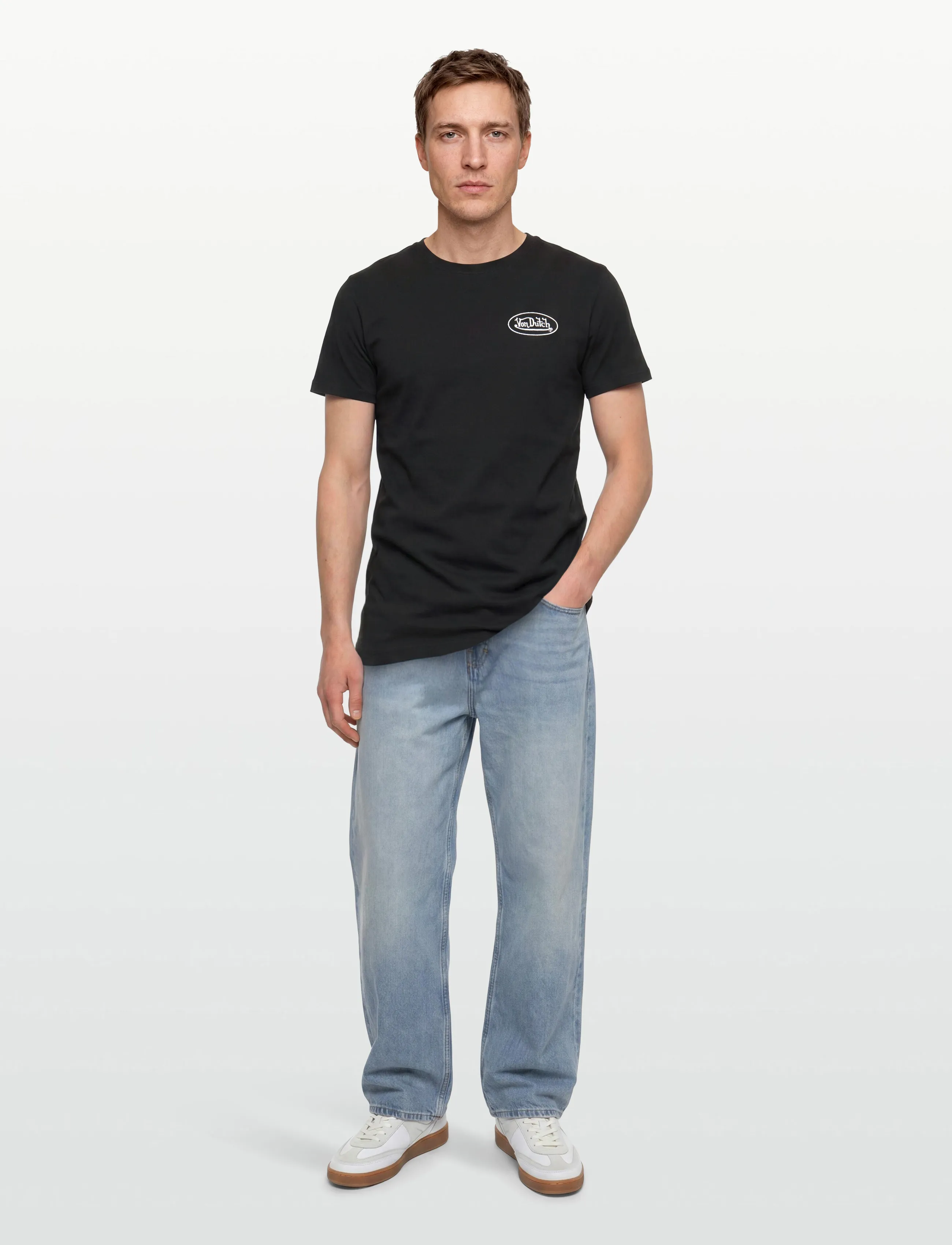 Von Dutch Oval Logo Black T-Shirt Xl, S, T-shirts, Schwarz - Short-sleeved, Männerswear