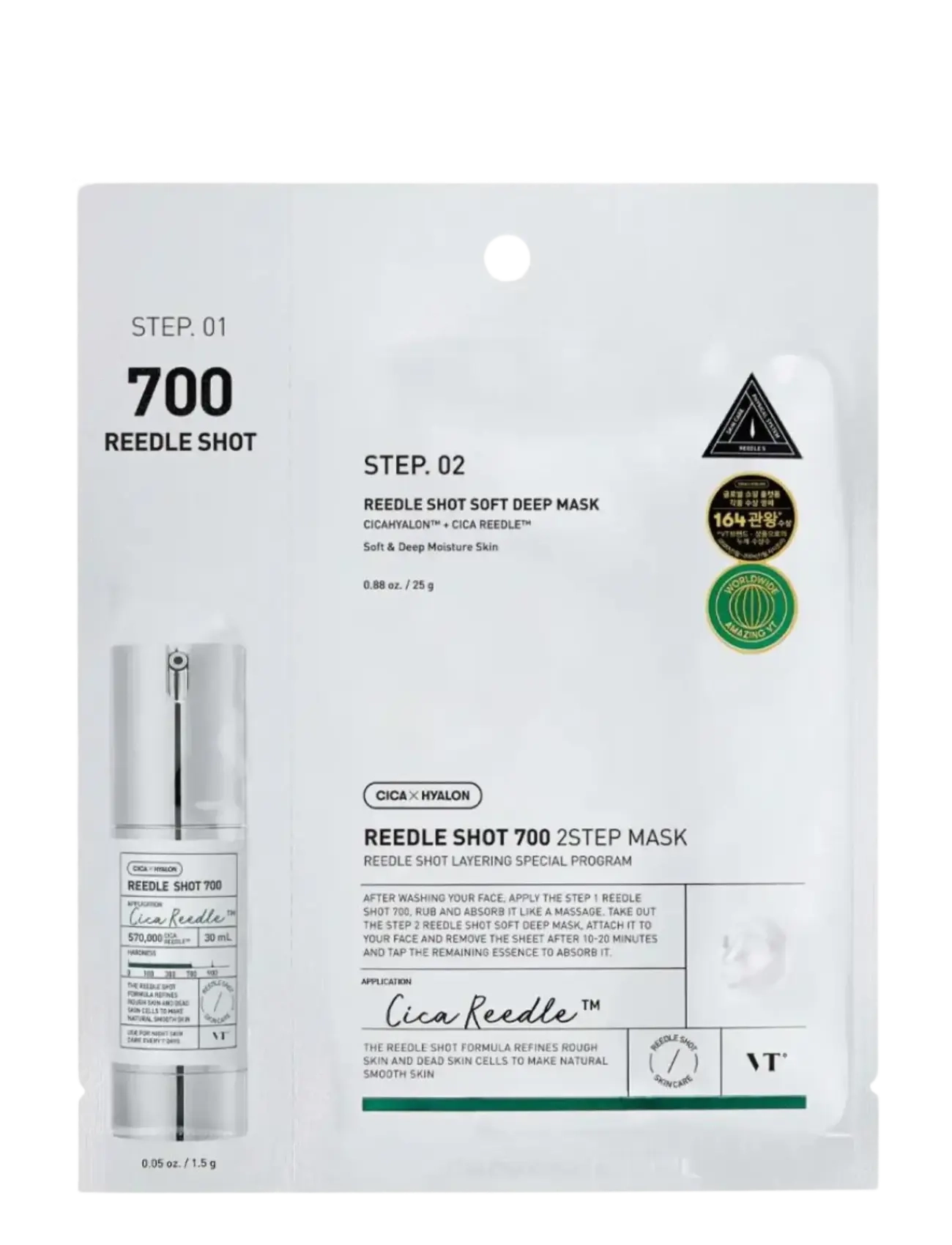 VT Cosmetics Mild Reedle Shot 700 2-Step Mask, Fugtighedsmaske, Nude, Str: 1 PC