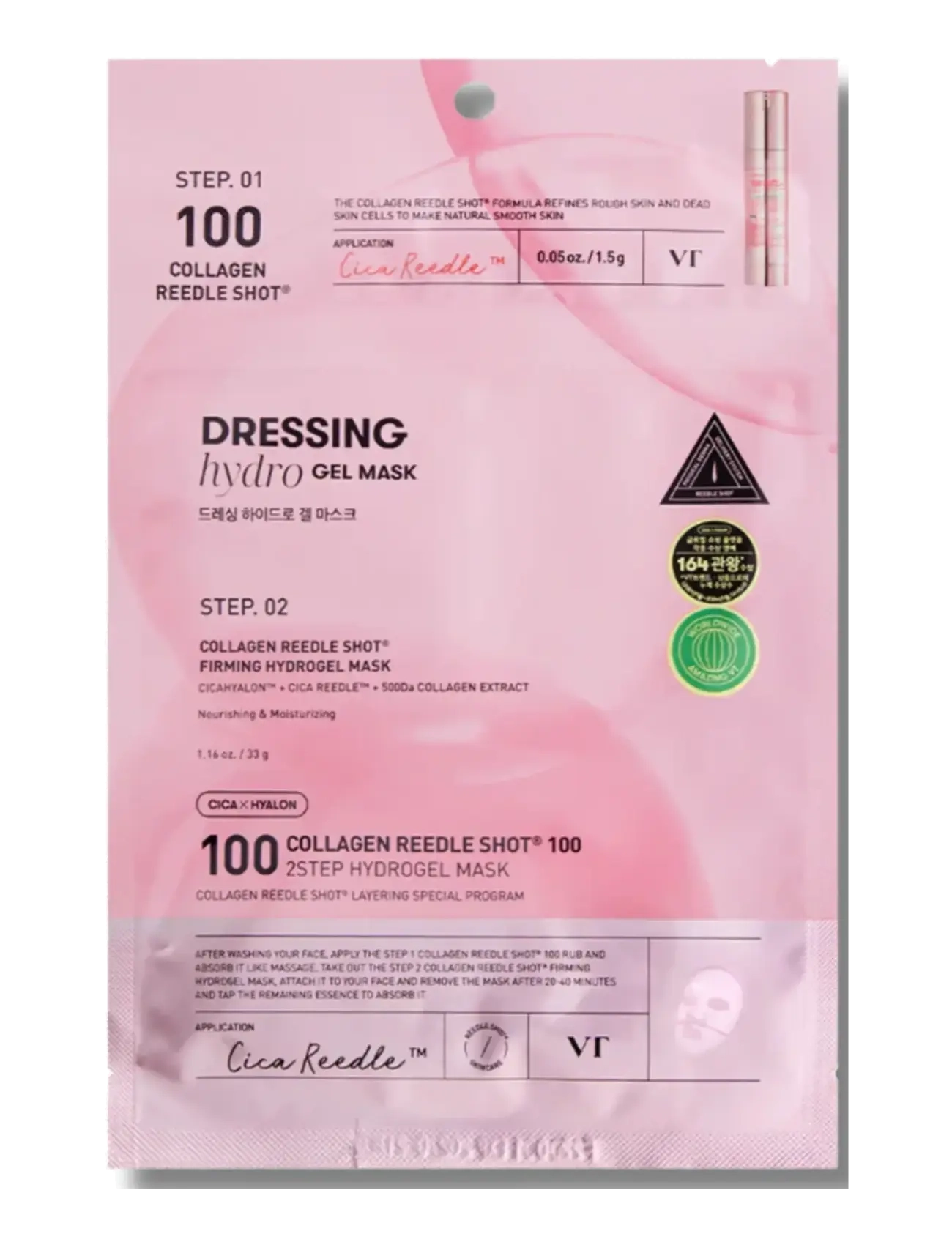 VT Cosmetics Collagen Reedle Shot 100 2Step Hydrogel Mask - Ansigtspleje - CLEAR / undefined